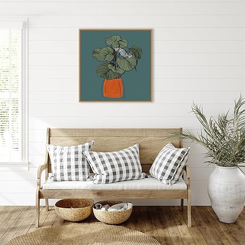 Miniatura 6 de Amanti Art Framed Canvas Wall Art 30x30 The Retro Potted Plant On Teal I by Patricia Pinto, Framed Wall Art Canvas, Abstract Artwork, Modern Decor,