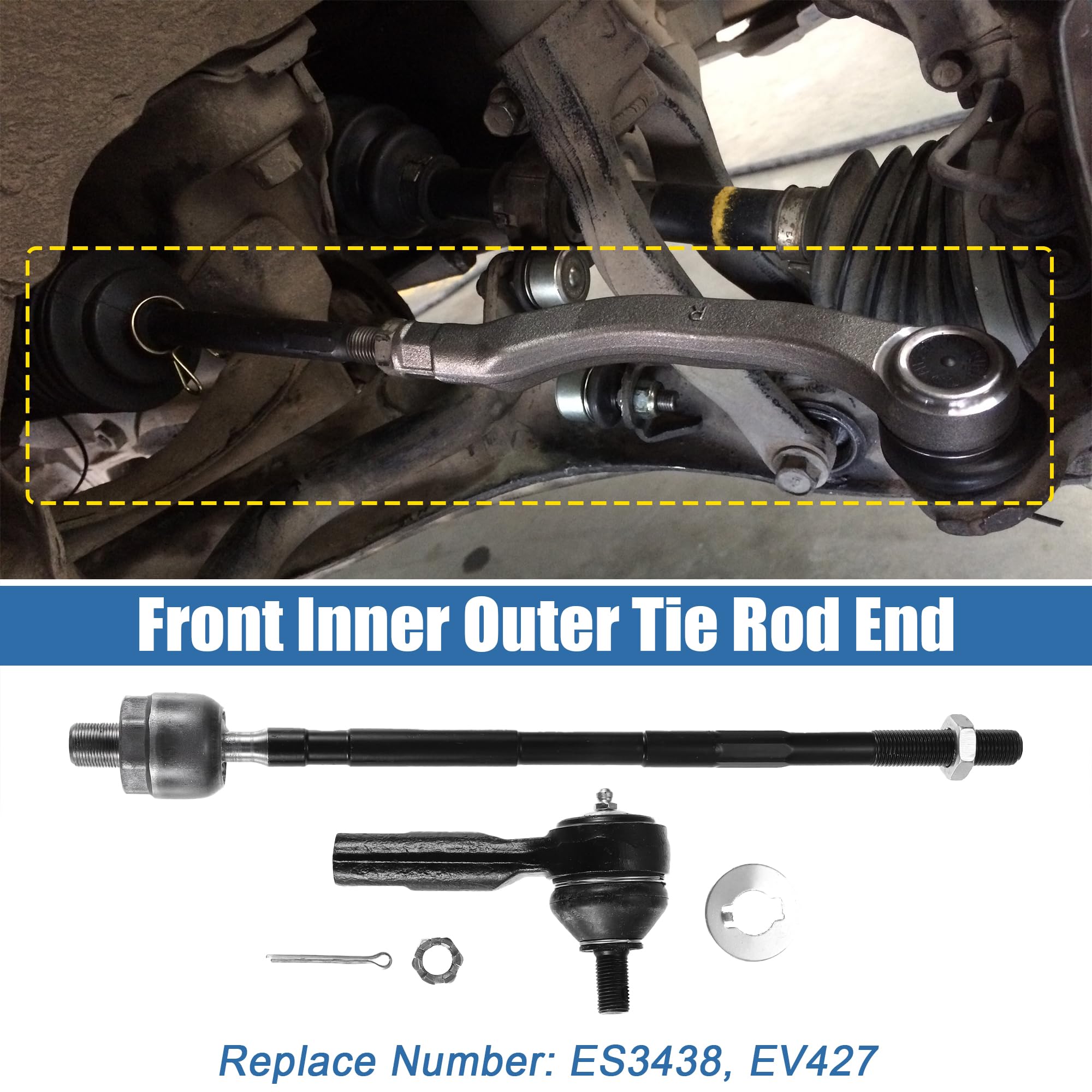 Amazon.com: X AUTOHAUX 4pcs Front Inner Outer Tie Rod End Links
