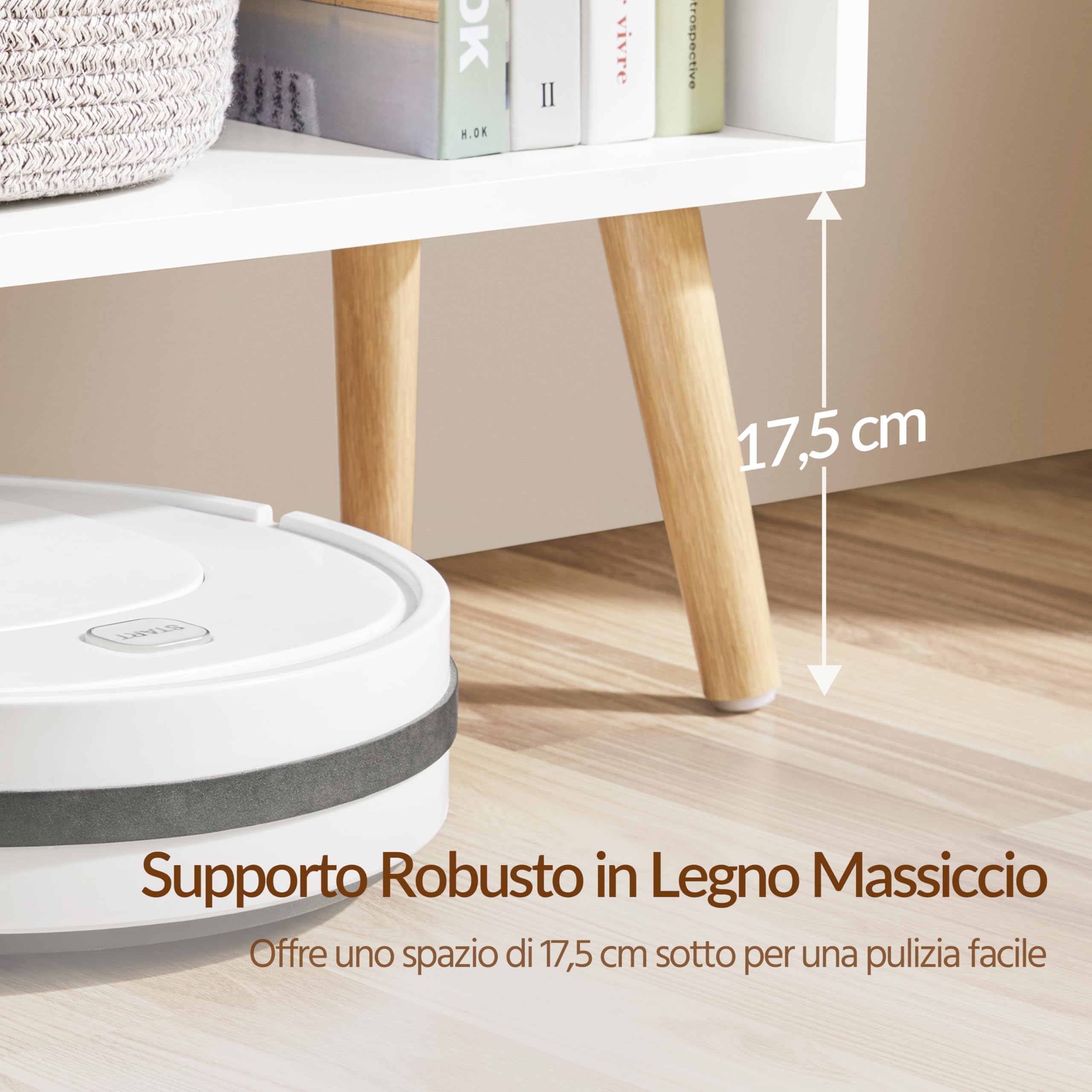 Yaheetech Libreria 4 Ripiani 2 Ante 80 × 23,5 × 120,5 cm Bianco | Mobile Autoportante Multi-Livello Alto, 4 Ripiani Ampi e 2 Ante, Organizzatore Portaoggetti per Casa e Ufficio