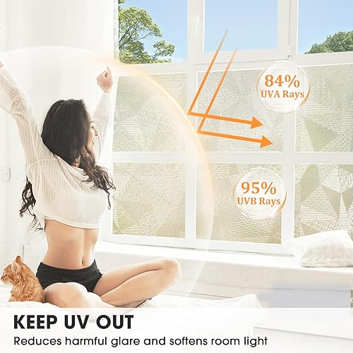 Miniatura 7 de ALIUNI Película de privacidad para ventana, película de vidrio esmerilado, vinilo no adhesivo, tinte extraíble, adherencia estática, calcomanías