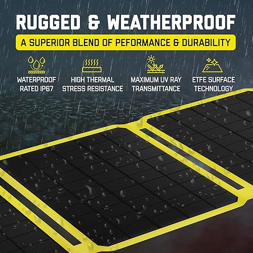 Miniatura 4 de SunJack Cargador de panel solar plegable de 60 W + kit de banco de energía USB-C PD de 100 W | Cargador solar portátil ETFE impermeable con soportes