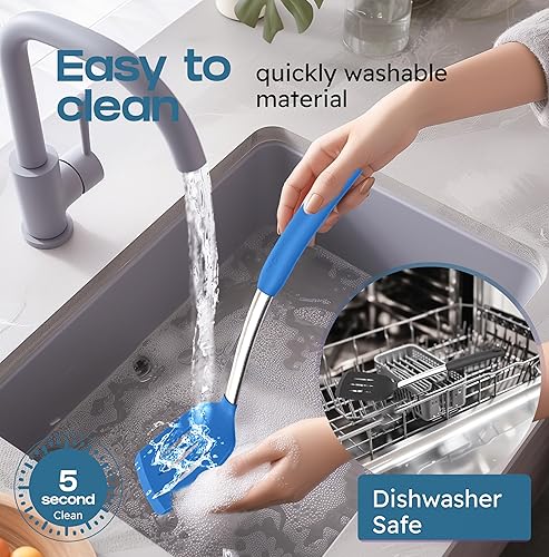 Miniatura 7 de Juego de espátulas de silicona  Espátulas de silicona resistente al calor 600 F  Espátula ranurada y sólida para cocinar pescado, huevos, panqueques