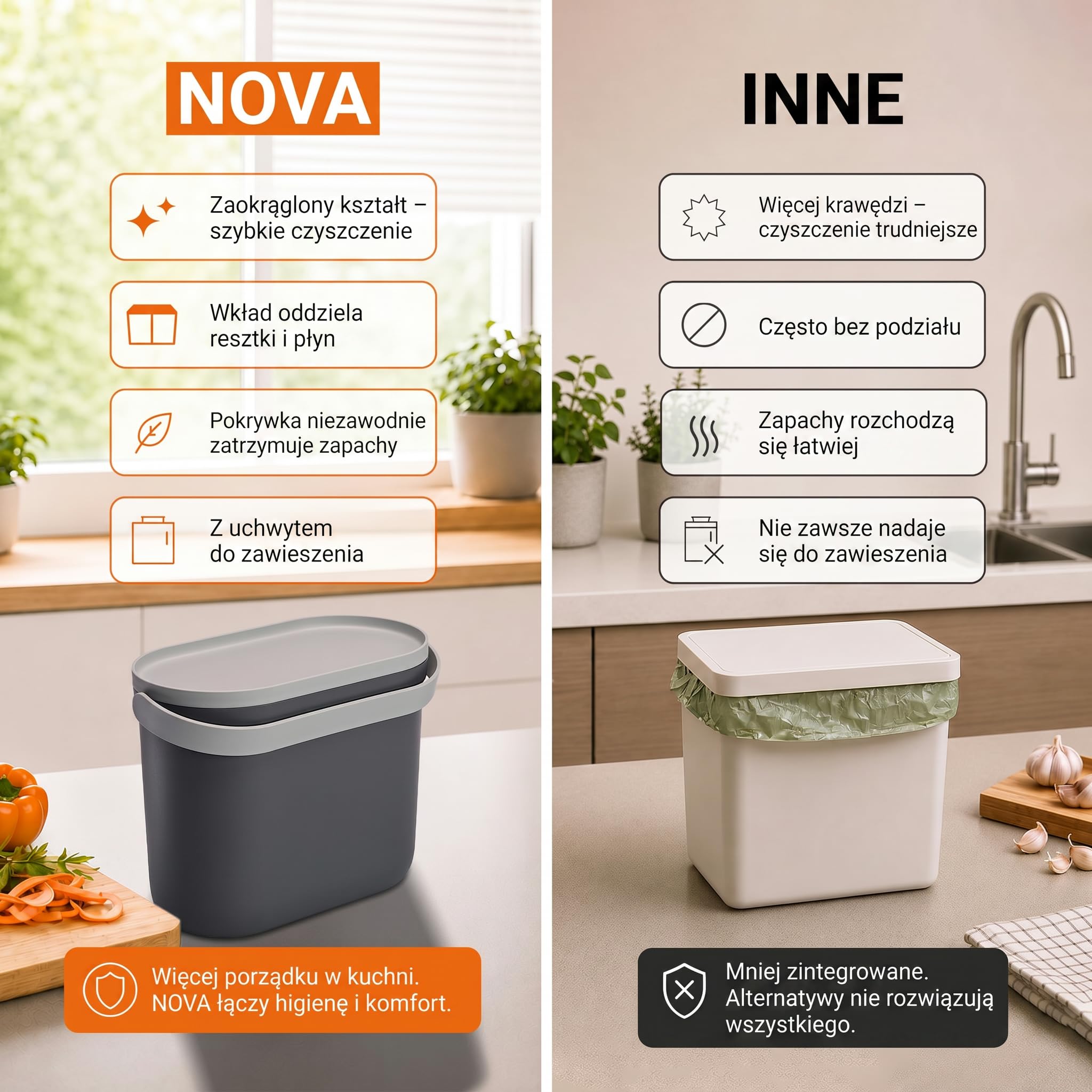 GARANTIA NOVA pojemnik na bioodpady 8 litrów, graphite grey/steingrau