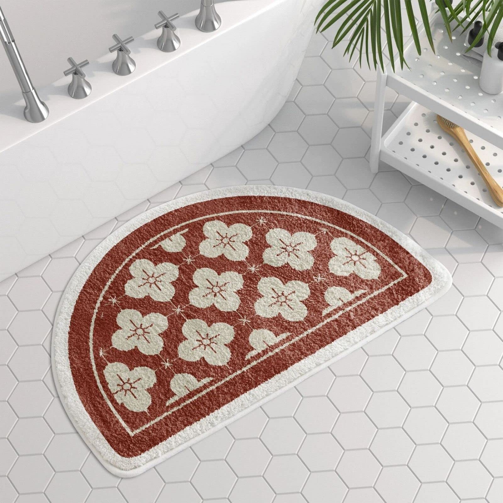Tappeto Bagno Antiscivolo Rosso Scuro Grigio Tappetini Bagno Poliestere Assorbente Asciugatura Rapida Tappetino Antiscivolo Zerbino Ingresso Antiscivolo Lavabile Tappeti Bagno Moderni 50x80cm