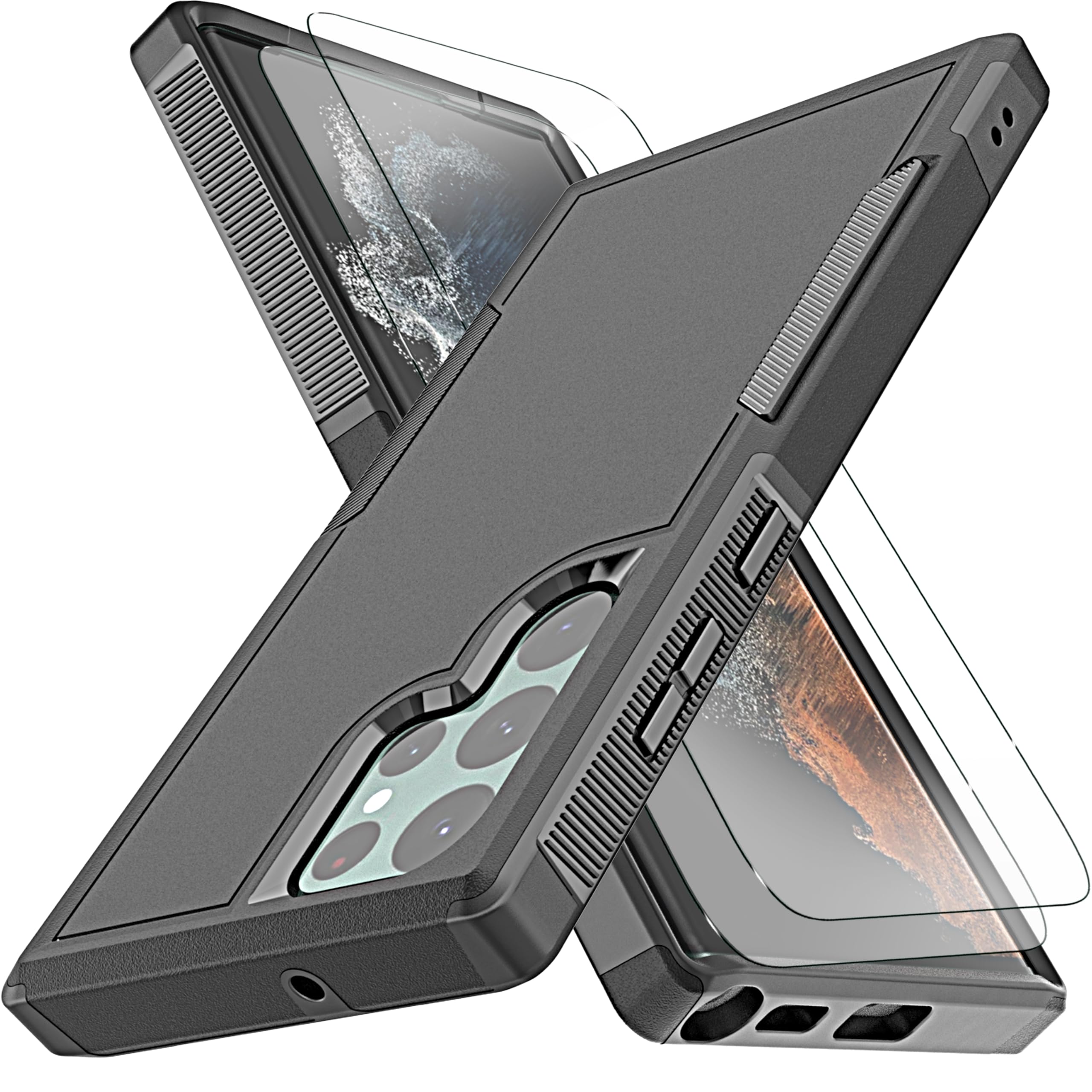 YmhxcY for Galaxy S22 Ultra Case(NOT for S22/S22 Plus), [10 FT Drop Protection] [Non-Slip] [2 pcs TPE Screen Protector] Heavy Duty Full-Body