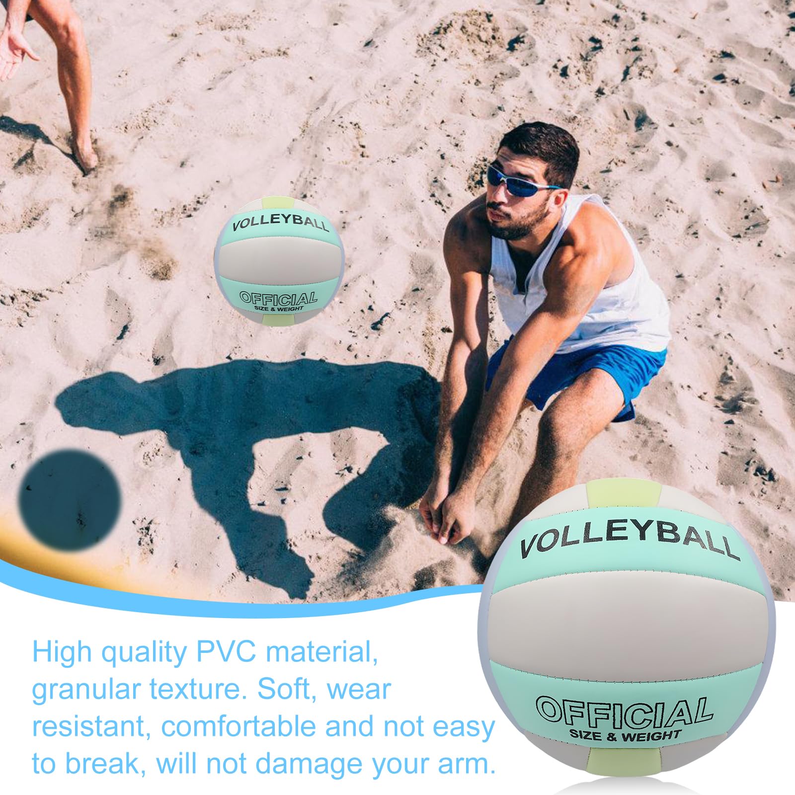 Balón de voleibol oficial tamaño 5 de poliuretano suave con inflador para playa interior y exterior