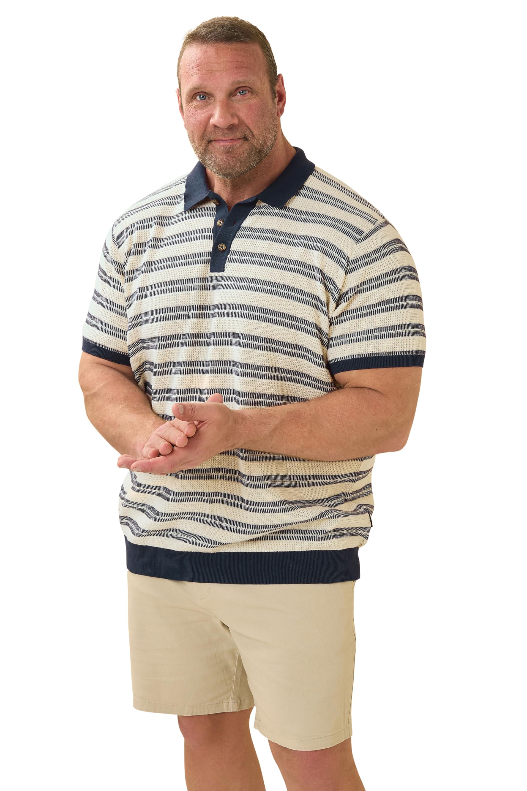 BadRhino Men's Cotton Blend Knit Polo Shirt Cream XXXL