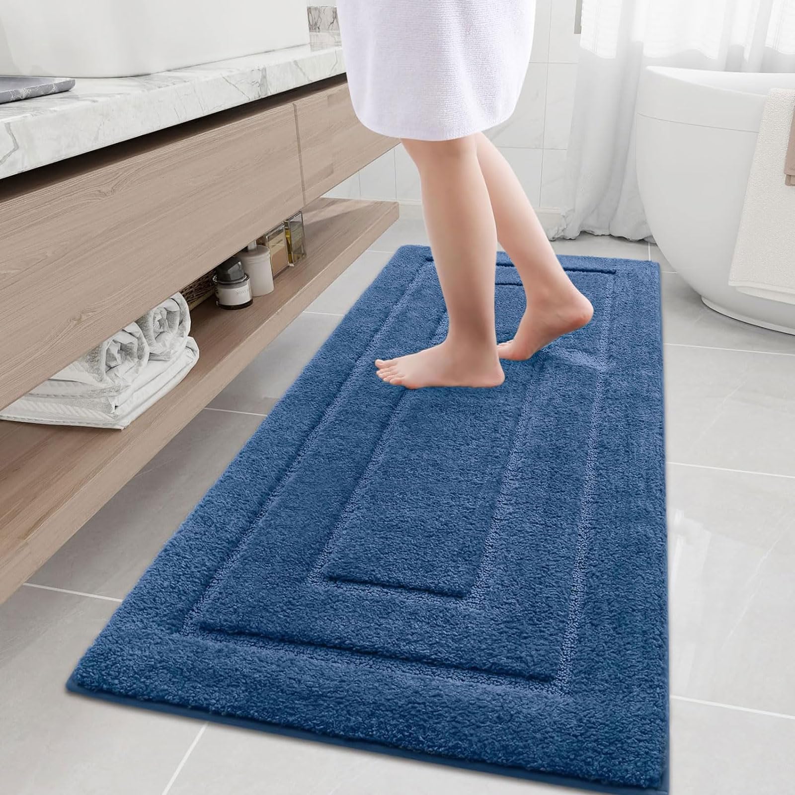 Buganda Bathroom Rugs, 59" x 24", Soft and Absorbent Microfiber Bath Rugs, Non-Slip Shaggy Shower Carpet, Machine Wash Dry Bath Mats for Bathroom