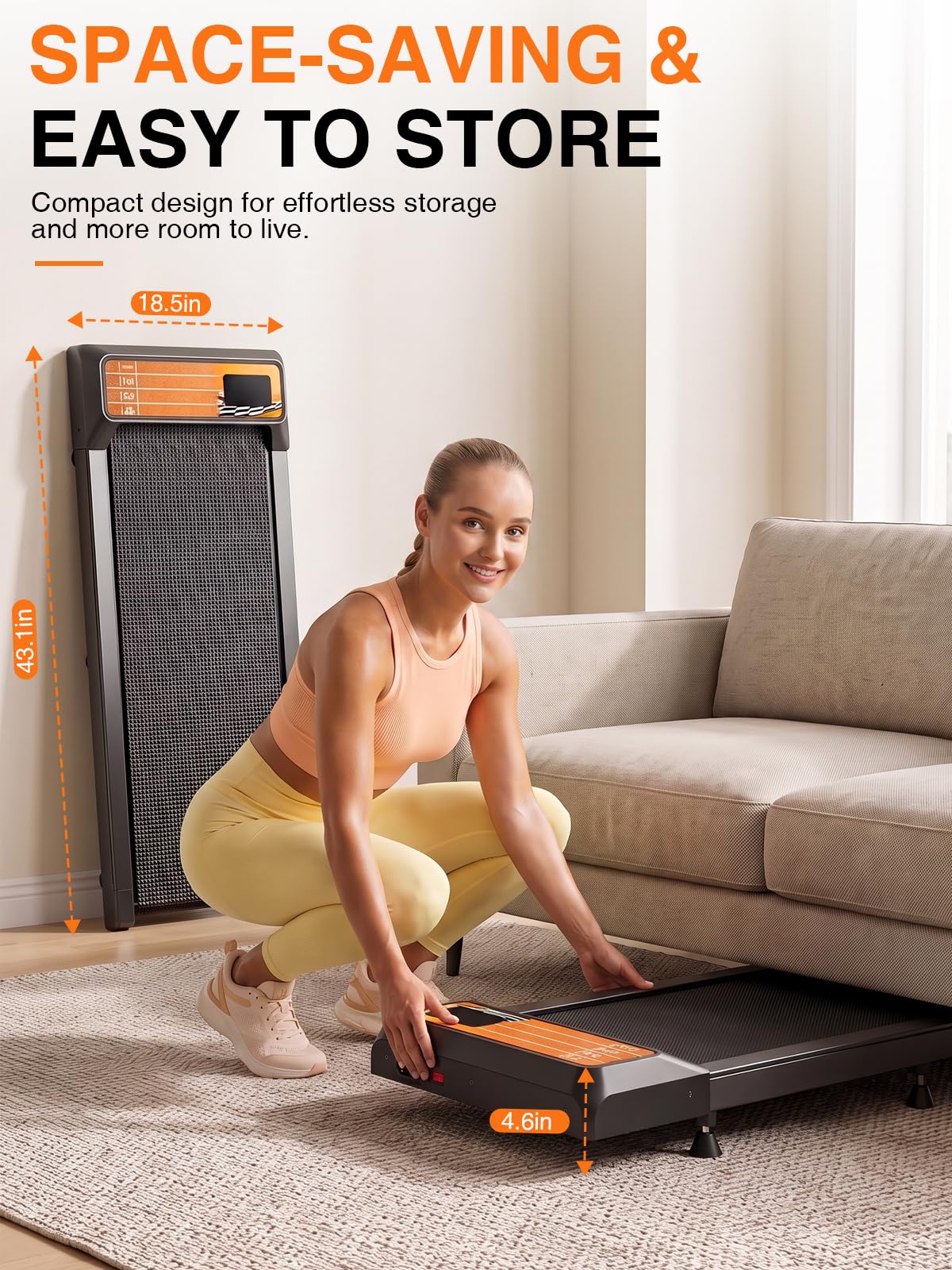 Under Desk Treadmill with Incline, Portable Walking Pad with Handlebar view 8