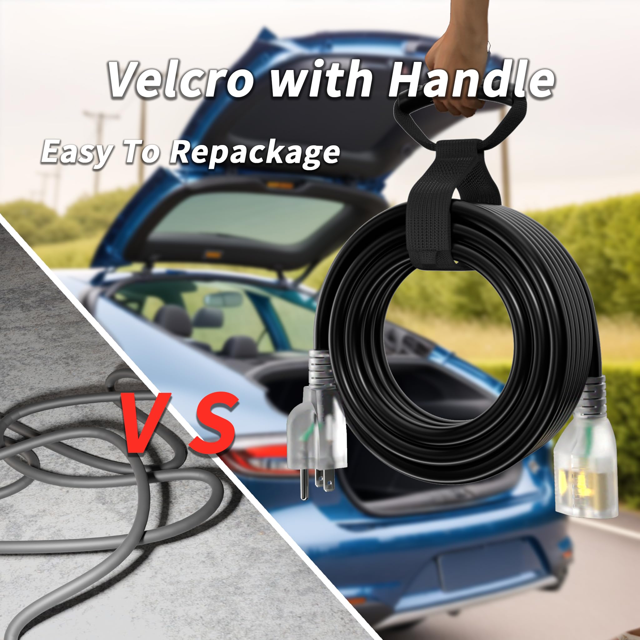16/3 Gauge 200 ft Extension Cord Outdoor Black Waterproof, Cold Weatherproof -58Â°F, Flame Retardant, Flexible 3 Prong Heavy Duty Electric Cord for Lawn Office,10A 1250W 16AWG SJTW, ETL Listed PlugSaf