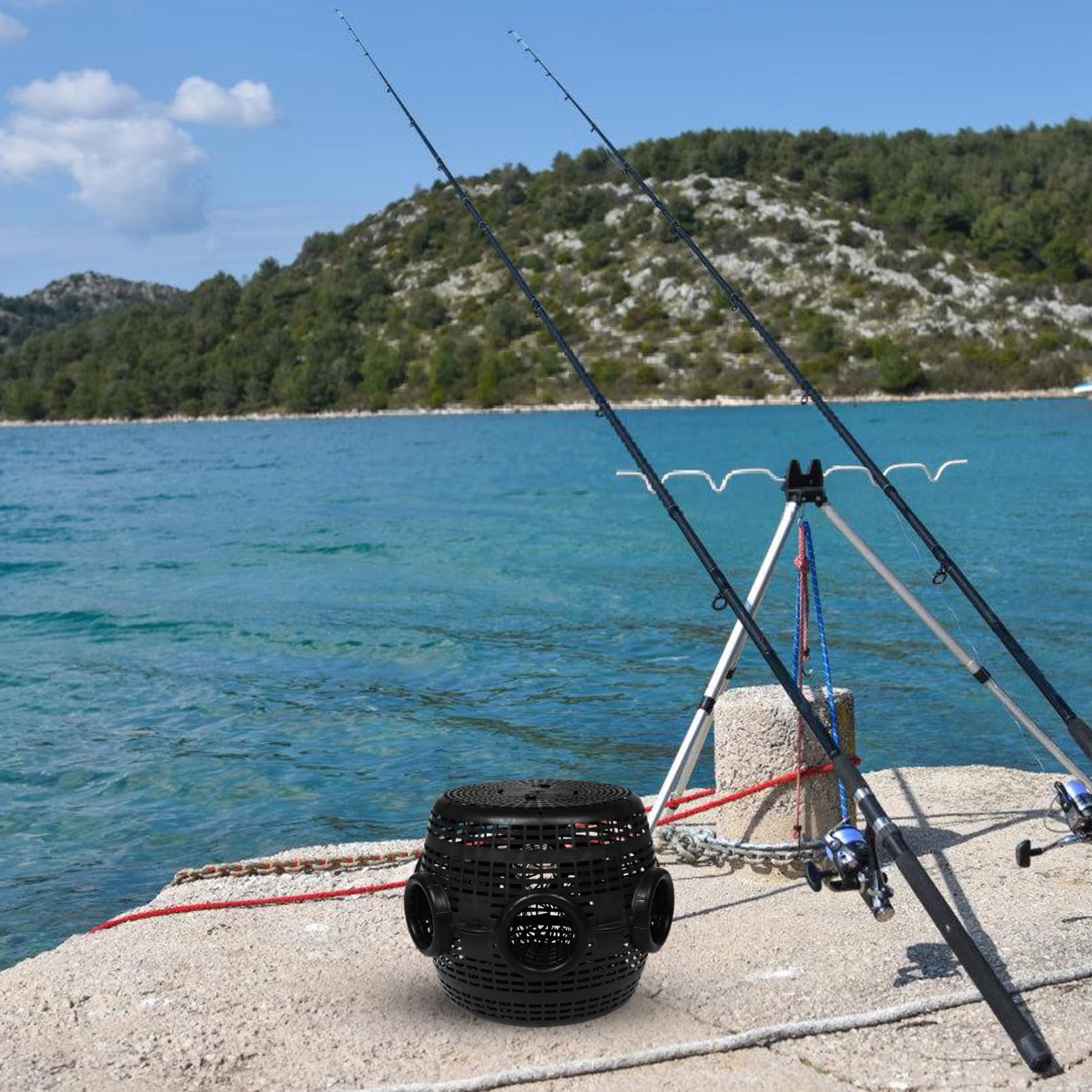 Yardwe Nassa da Pesca in Plastica Nera per Pesci e Granchi di Fiume | Stagni e Laghi, Riutilizzabile ad Alta Efficienza, per Pescatori Professionisti e Appassionati