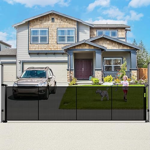 Miniatura 16 de Puerta retráctil para bebés de 200.1 pulgadas, extra ancha, puerta retráctil para perros de 41 pulgadas de alto para escaleras, entradas, terrazas