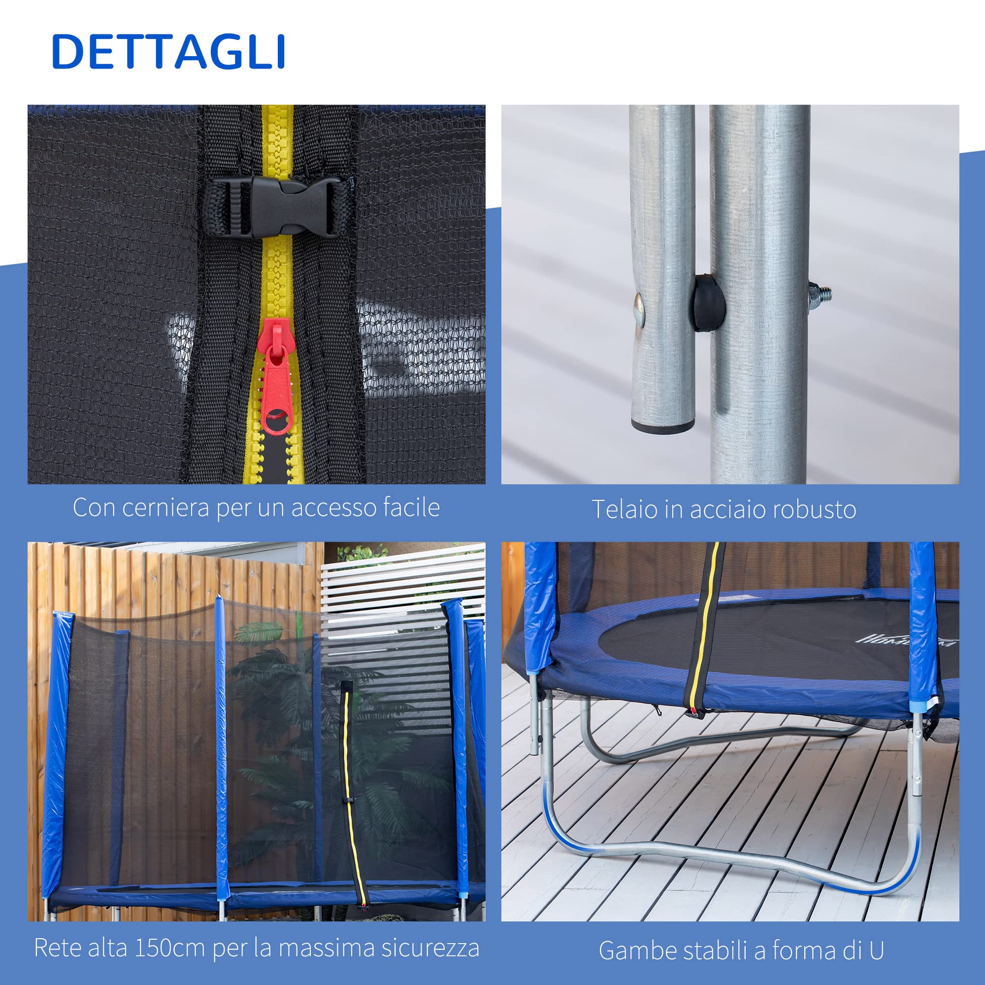Telo Per Trampolino Walexo 244 Cm Con 48 Occhielli, Portata 180 Kg, Resistente UV, Rete PP (Molle Non Incluse)