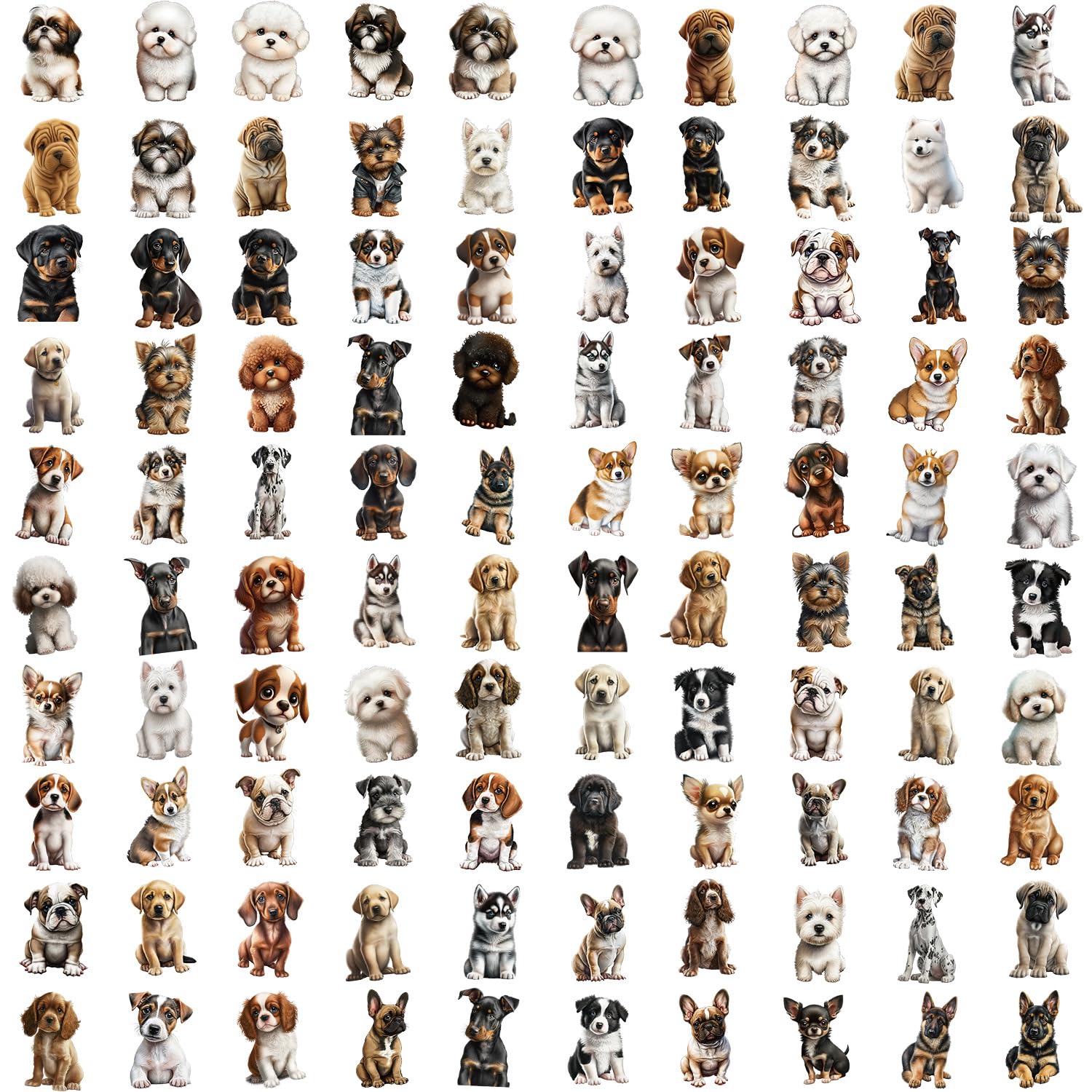 100PCS Cute Puppy Stickers for Kids Teen Boys Girls Adults Gift,Cute Dog Waterproof Decals for Scrapbook Notebook Water Bottles Phone Luggage Snowboard Journal Laptop Guitar Helmet Computer - Image 2