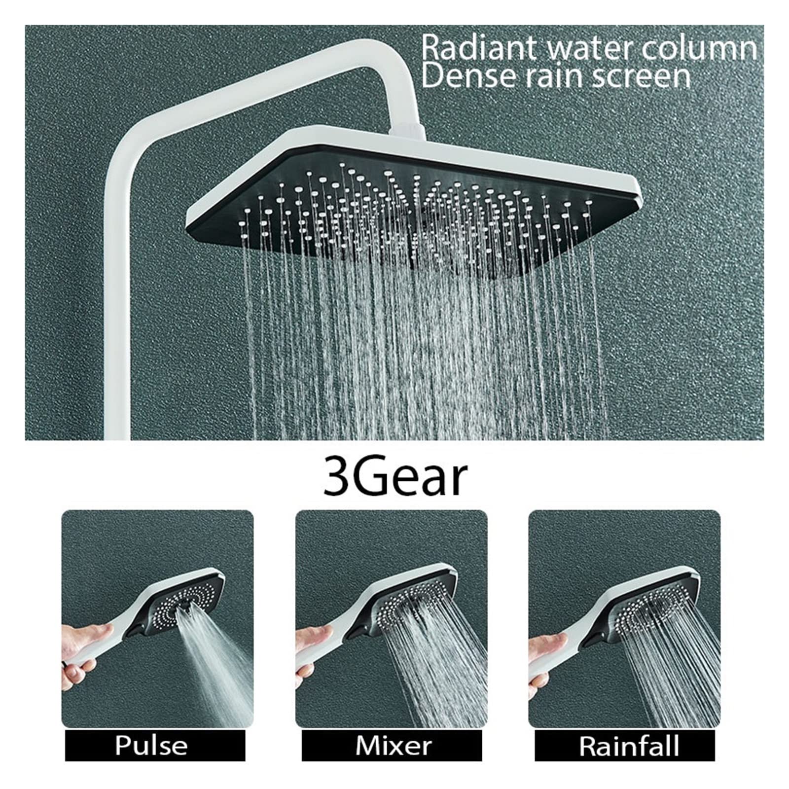Doccia Portatile, Sistema Doccia, Sistema Doccia, Sistema Doccia con Display Digitale Bianco, Set Doccia LCD con Acqua Calda e Fredda, Set Doccia per Bagno, Sistema di rubinetti, Miscelatore