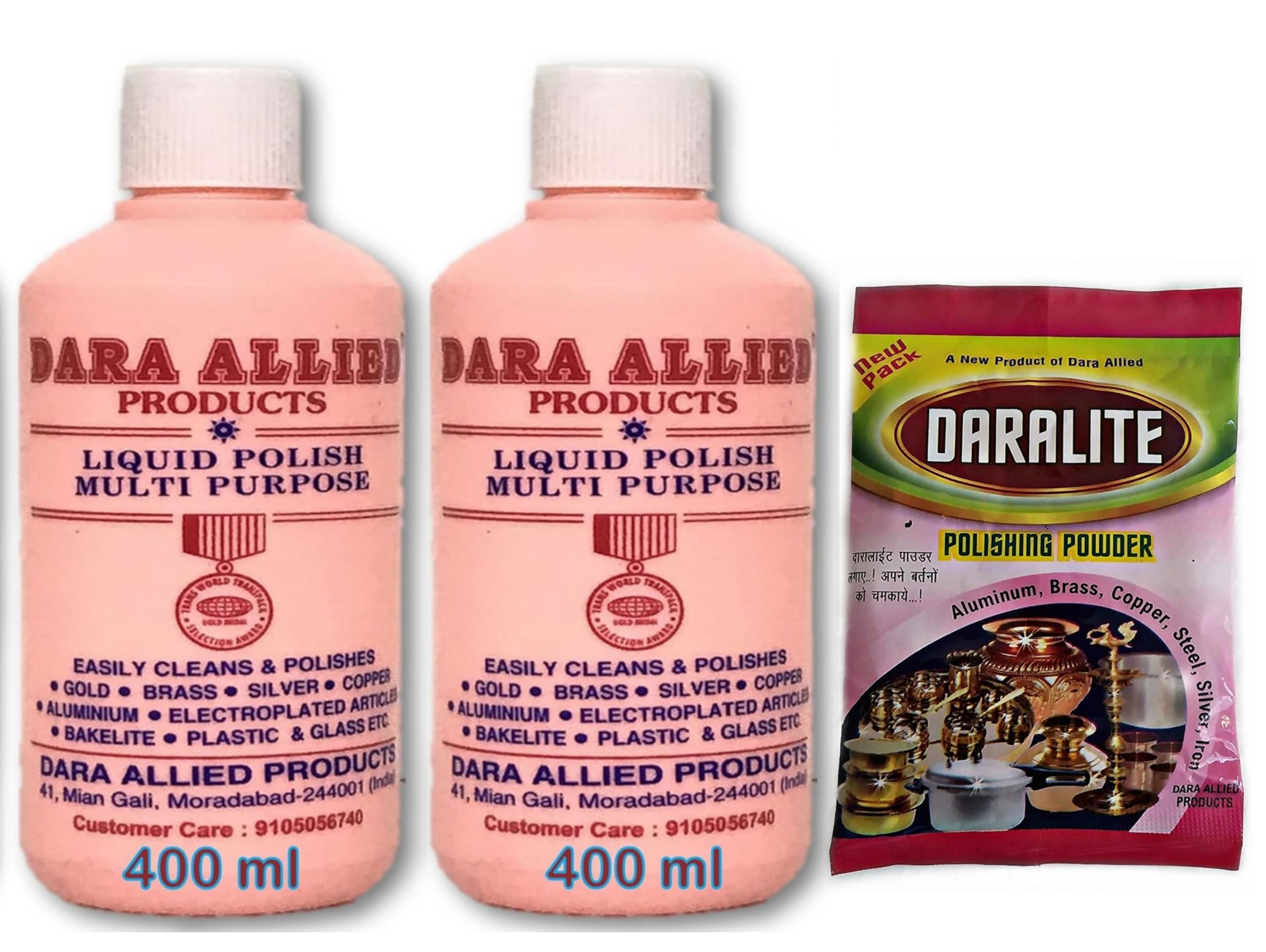 Dara Allied Liquid Polish (400ml x 2 Pcs = 800ml) Metal Polishing Liquid, Brass, Copper, Stainless Steel, Aluminium, Silver, Electroplated Articles, Bakelite with Daralite Polishing Powder-image-25