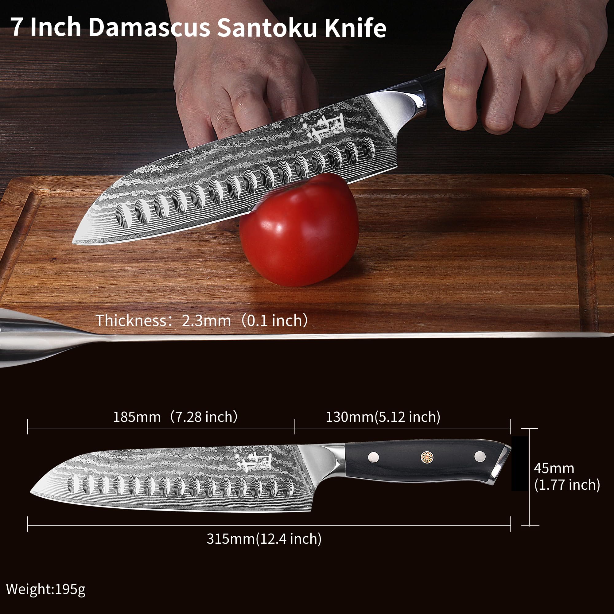 Damascus staal 21.5cm koksmes, met de hand gesmeed Kiritsuke koksmes