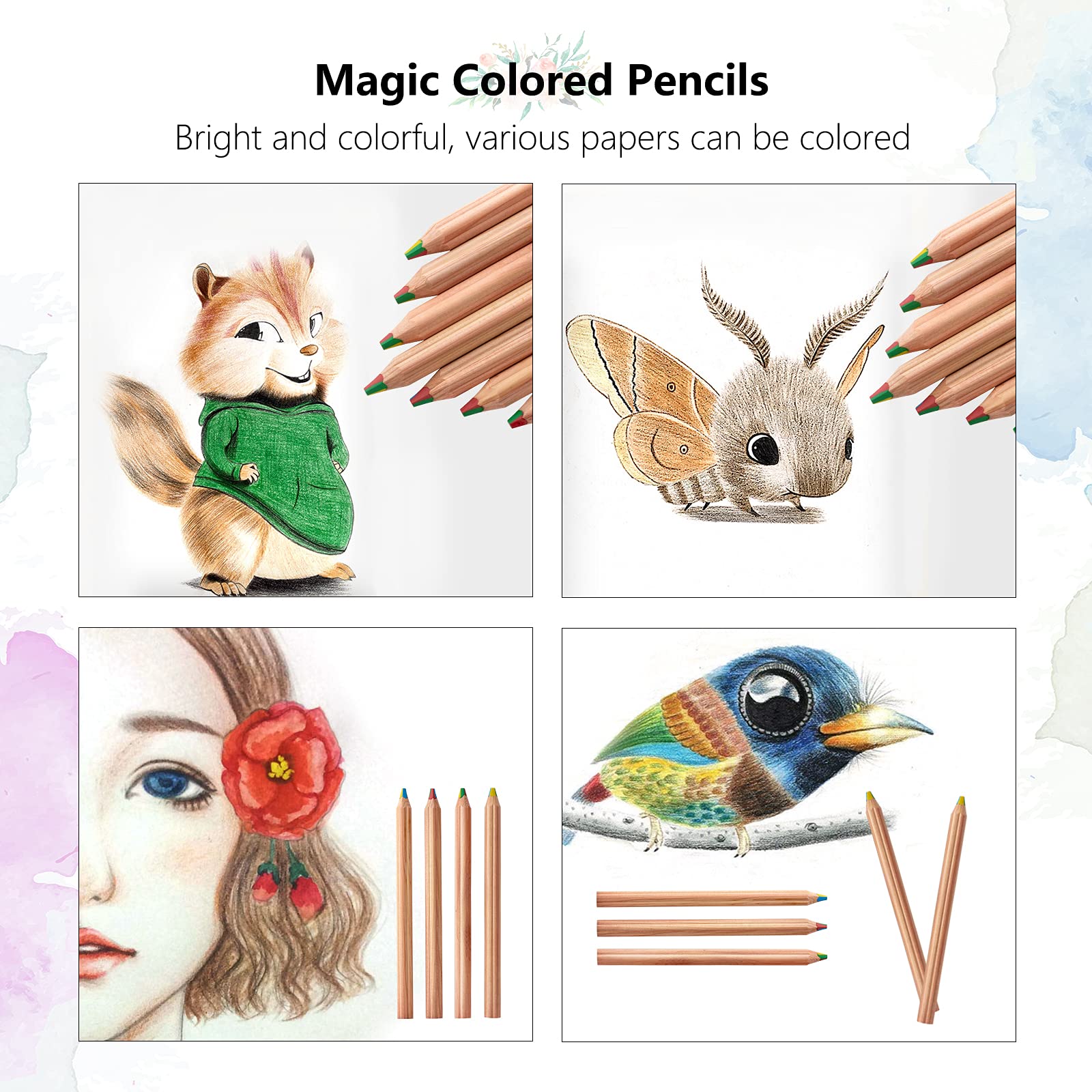 LISOPO 20 Stück Regenbogen Buntstifte - 4-in-1 Farbstifte Für Kinder