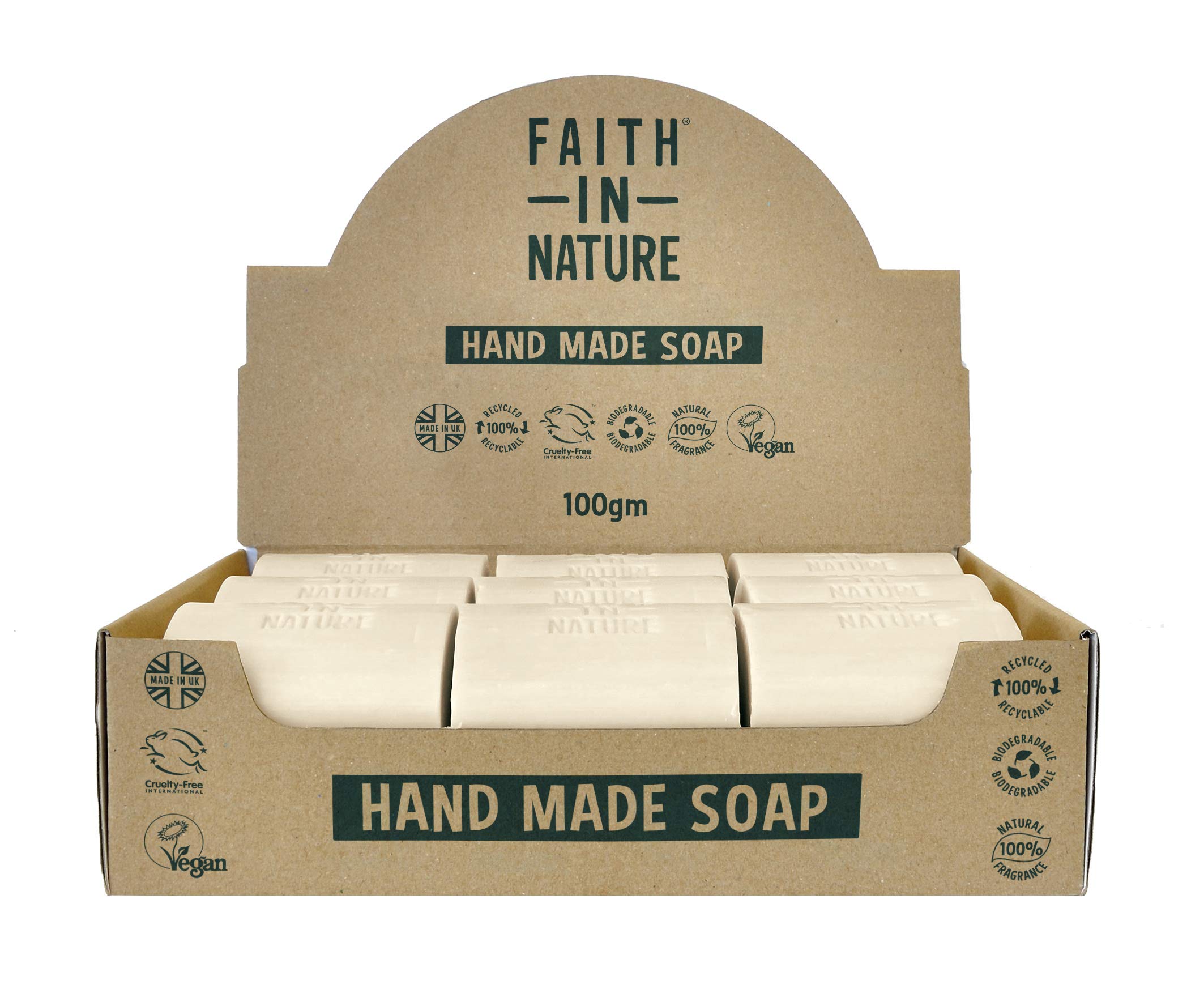 Faith In Nature Natural Lavender Hand Soap Bar Box Set, Relaxing, Vegan & Cruelty Free, No SLS or Parabens, 18 x 100g