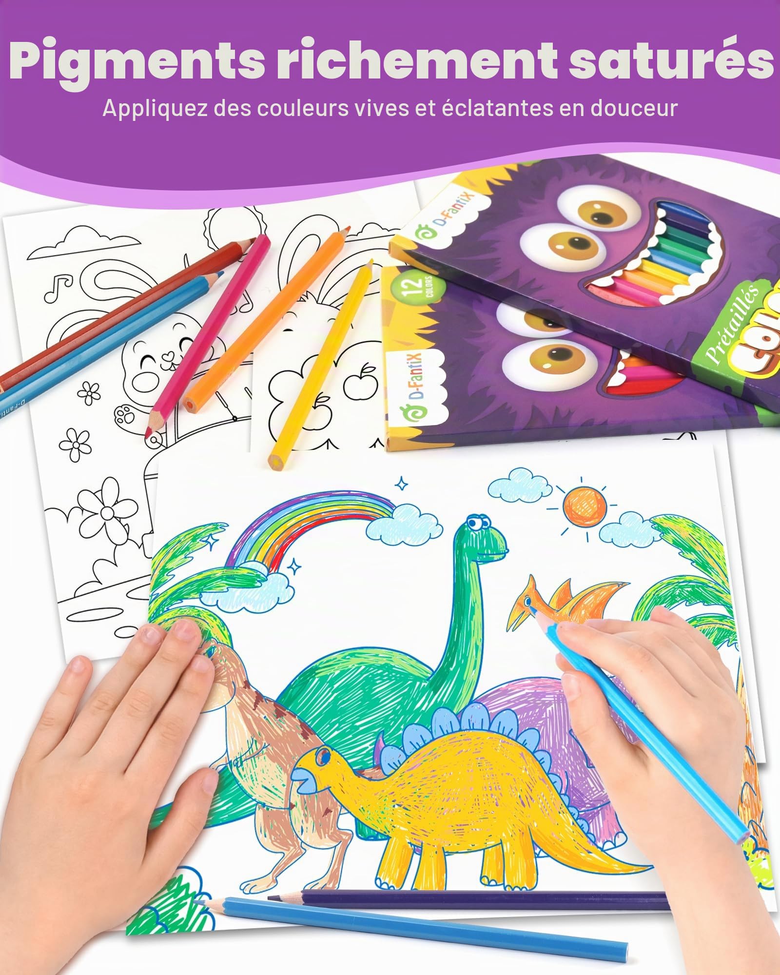 D-FantiX Lot de 288 Crayons de Couleur, 24 Paquets de Couleur Pré-taillés, Cadeaux de Rentrée pour Les étudiants, Fournitures Scolaires pour Les Enfants, Garçons et Filles