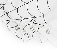 Vista 6 de HVEST Cortina de ducha de Halloween, linterna de calabaza y gnomo, cortina de ducha de baño, cortina de ducha de murciélago y araña, decorativa