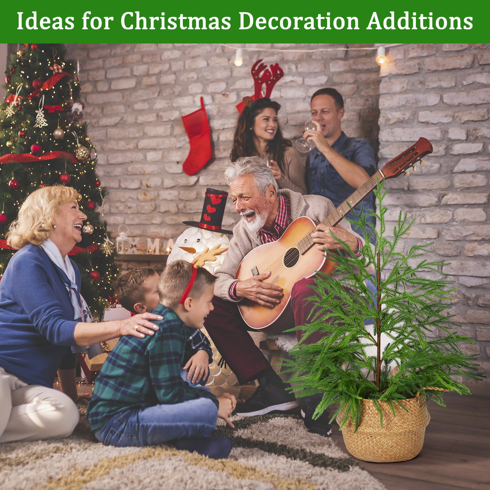 XmasExp Norfolk-Kiefer Künstlicher Weihnachtsbaum 91 Cm Mit Lichtern – Dekorativer Topfbaum Für Drinnen & Draußen