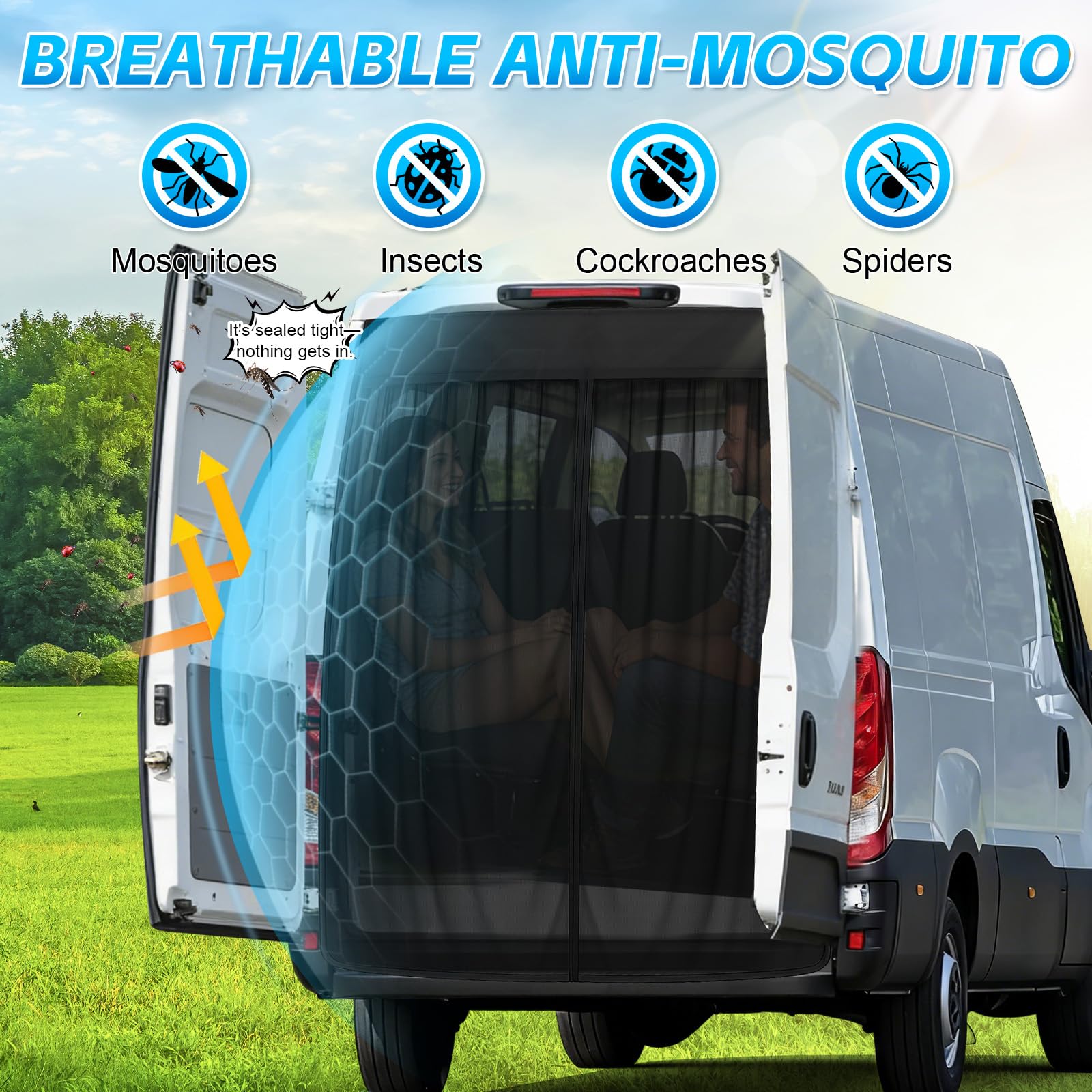 ZWPARTS Zanzariera Magnetica Personalizzata per Iveco Daily 2014-2026, Zanzariera per Furgone per Porta Retro, Zanzariera con Cerniera sulla Porta Centrale