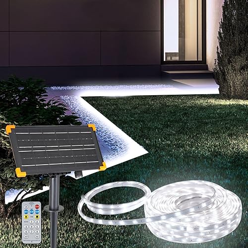DBFAIRY Tira de luces LED solares de 50 pies para exteriores, gran capacidad, funciona con energía solar, cinta flexible con control remoto,
