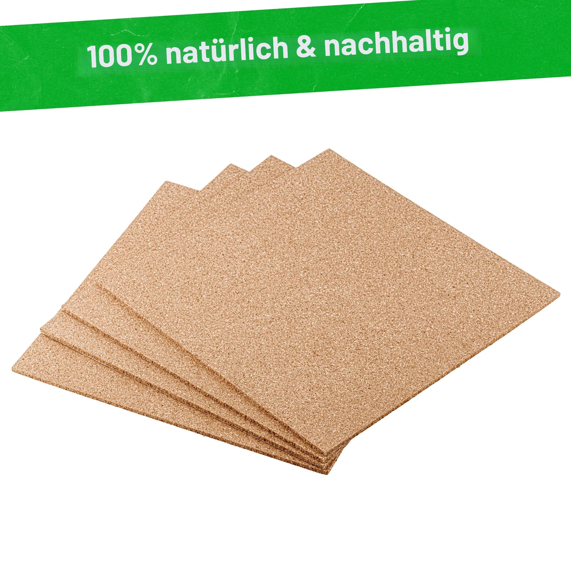 Natürliche Plain Korkfliesen - 300mm x 300mm x 4mm (Stückzahl: 16)
