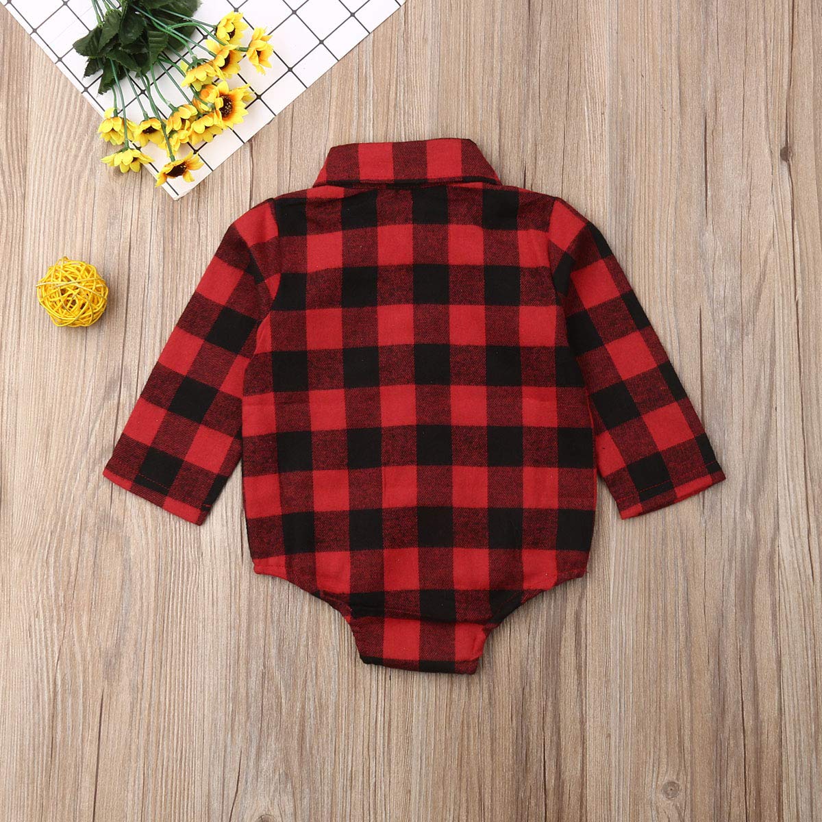 Newborn Baby Boys Girls Plaid One Piece Rompers Jumpsuits Blouses Bodysuits Long Sleeve Toddler Outfits Clothes+Warm Hat (Check Plaid 2, 0-3 Months)
