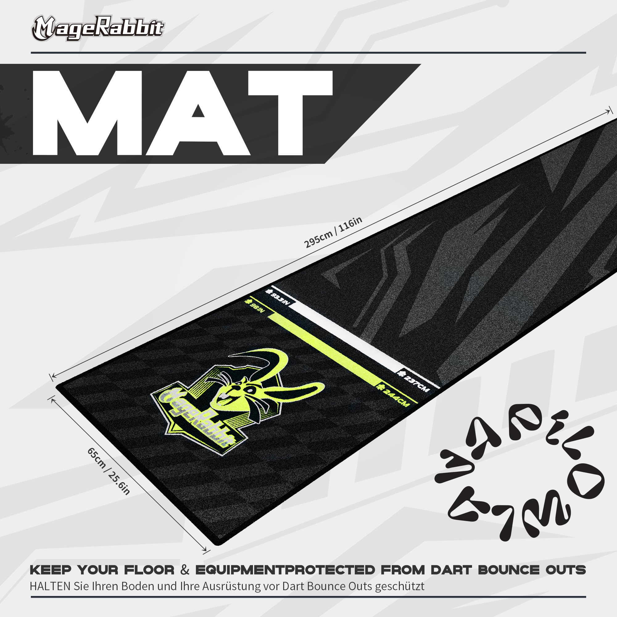 RUTHLESS Darts Mat | Heavy Duty Antislip Duurzaam Tapijt Dart Mat voor Vloer Zwart (Cobra