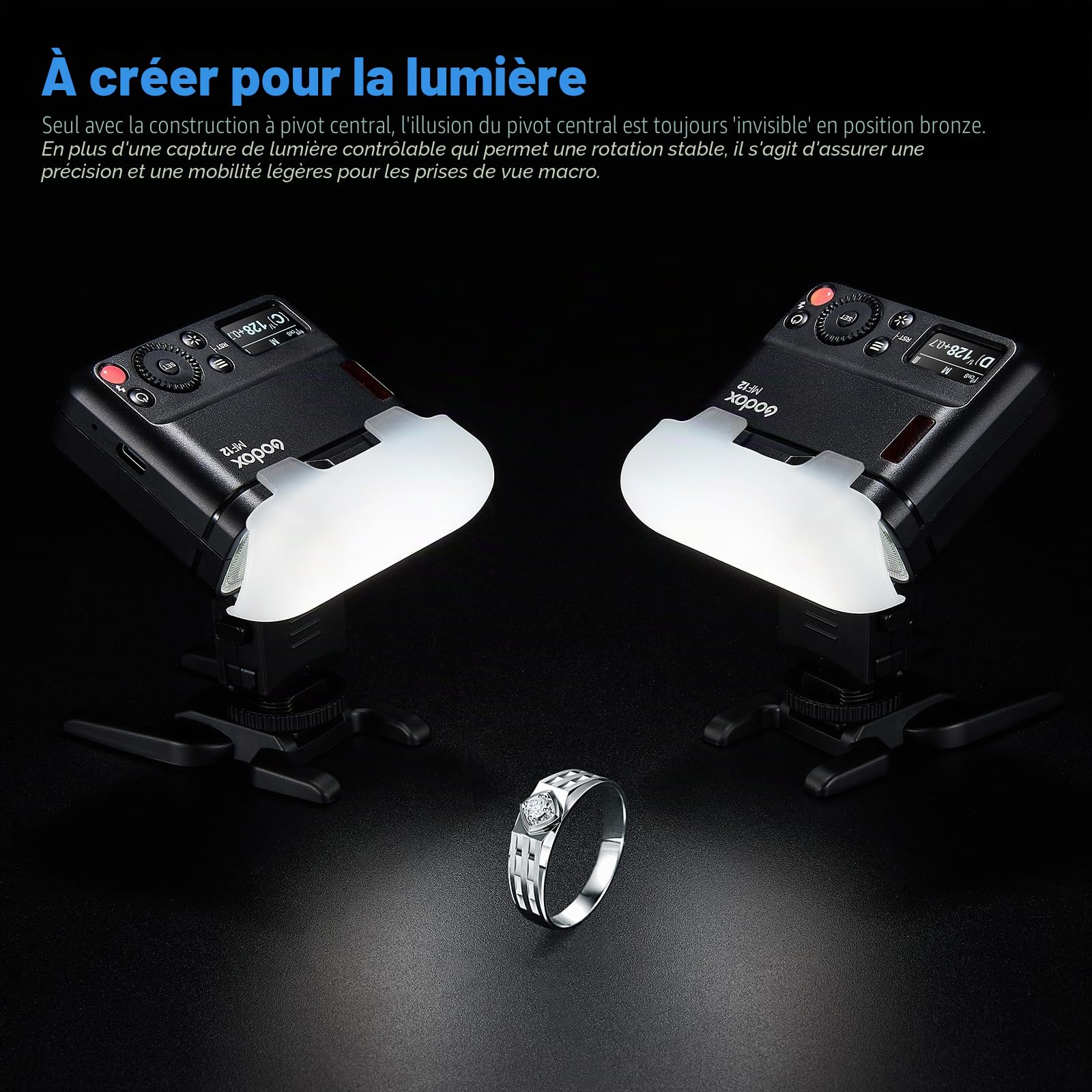 GODOX MF12-K2 Macro Flash avec XproII-C, filtre coloré, 2,4 G Wireless Control, TTL/M, batterie au lithium 3,7 V/6,29 W, compatible avec Nikon, Sony, Canon, Fuji, Olympus