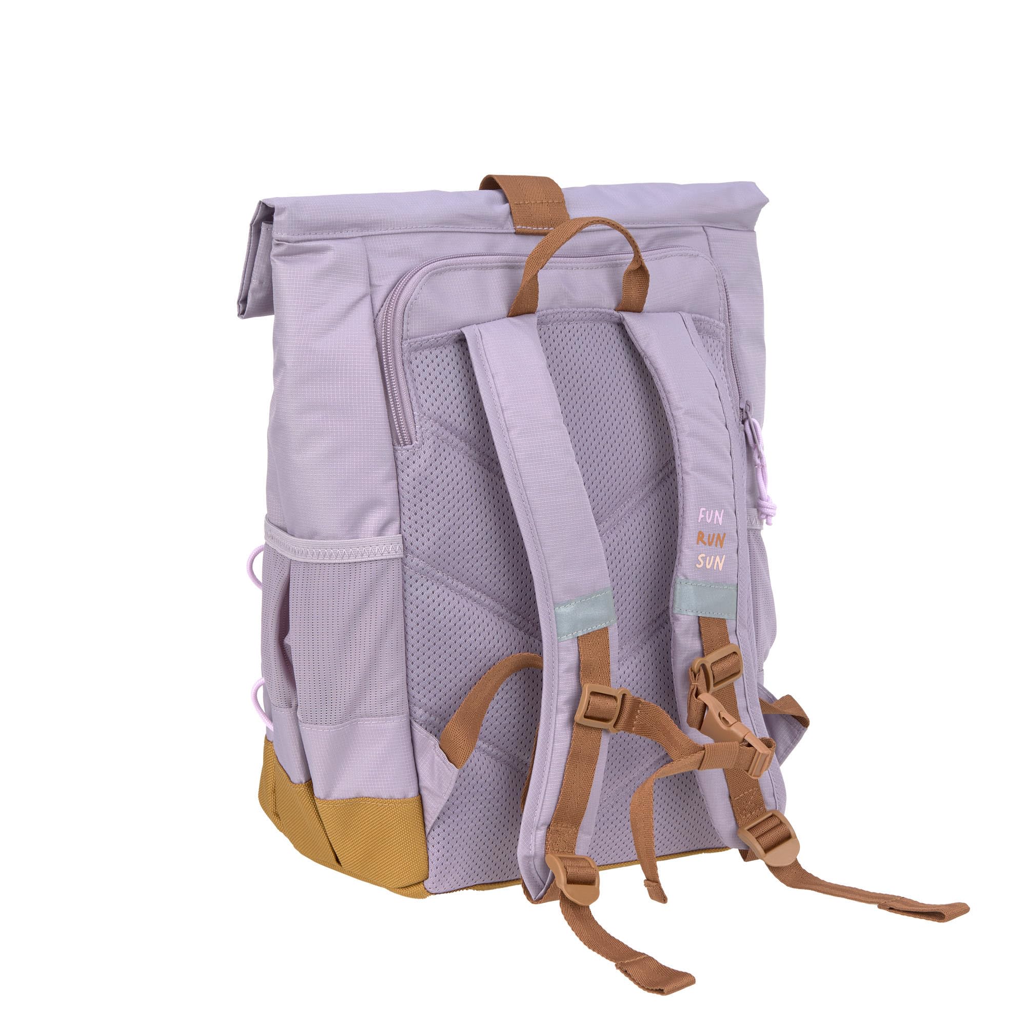 LÄSSIG Kinderrucksack Rolltop 12-15 Liter Medium Lilac wasserabweisend mit Brustgurt