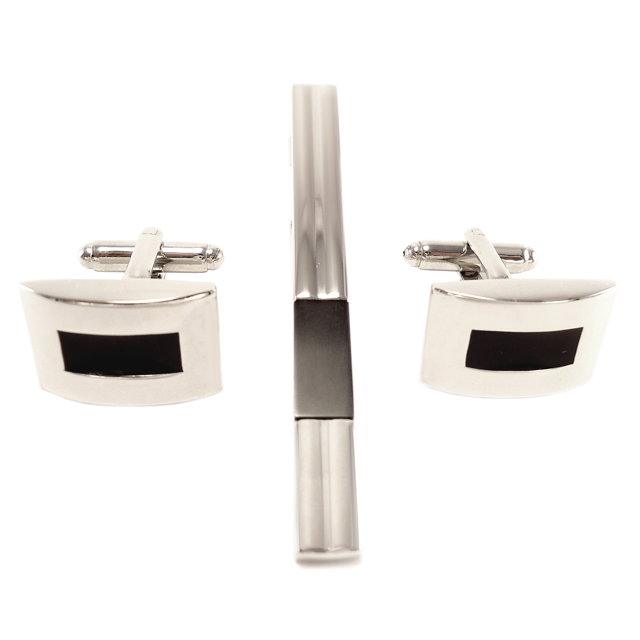 PelucheSleek Beauty Silver Colored Cufflink and TiePin Set for Men