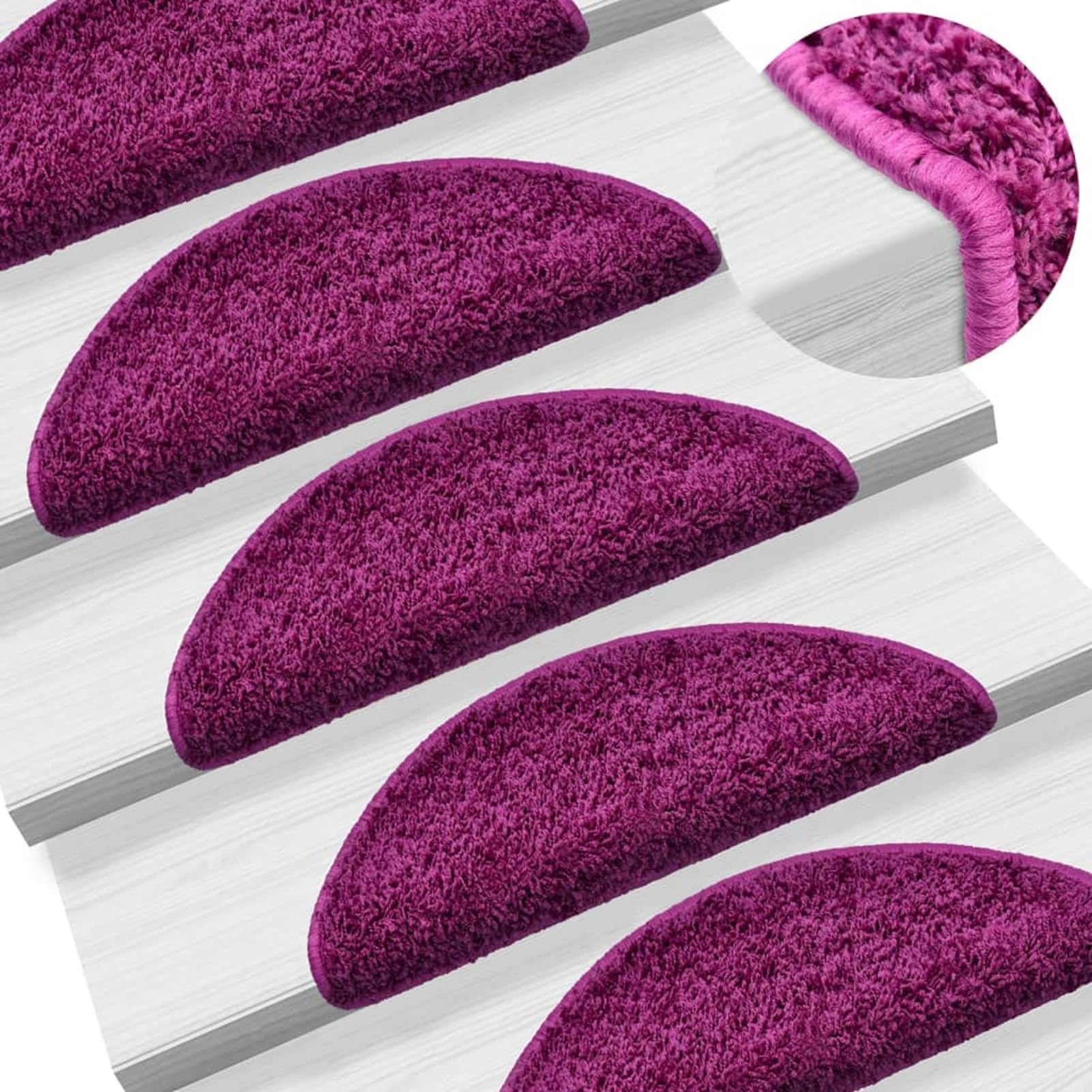 Tidyard Tapis d'escalier 10 pcs 56x17x3 cm Violet, Tapis Escalier Tapis de Sécurité pour Sol Protection, Aînés et Animaux