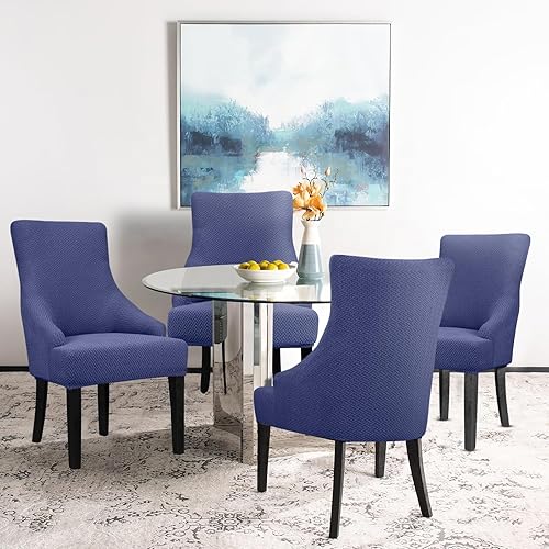 Vista 84 de Lellen Funda elástica para silla con respaldo de ala, funda reutilizable para silla lateral con respaldo de ala, fundas para sillas de comedor, 02