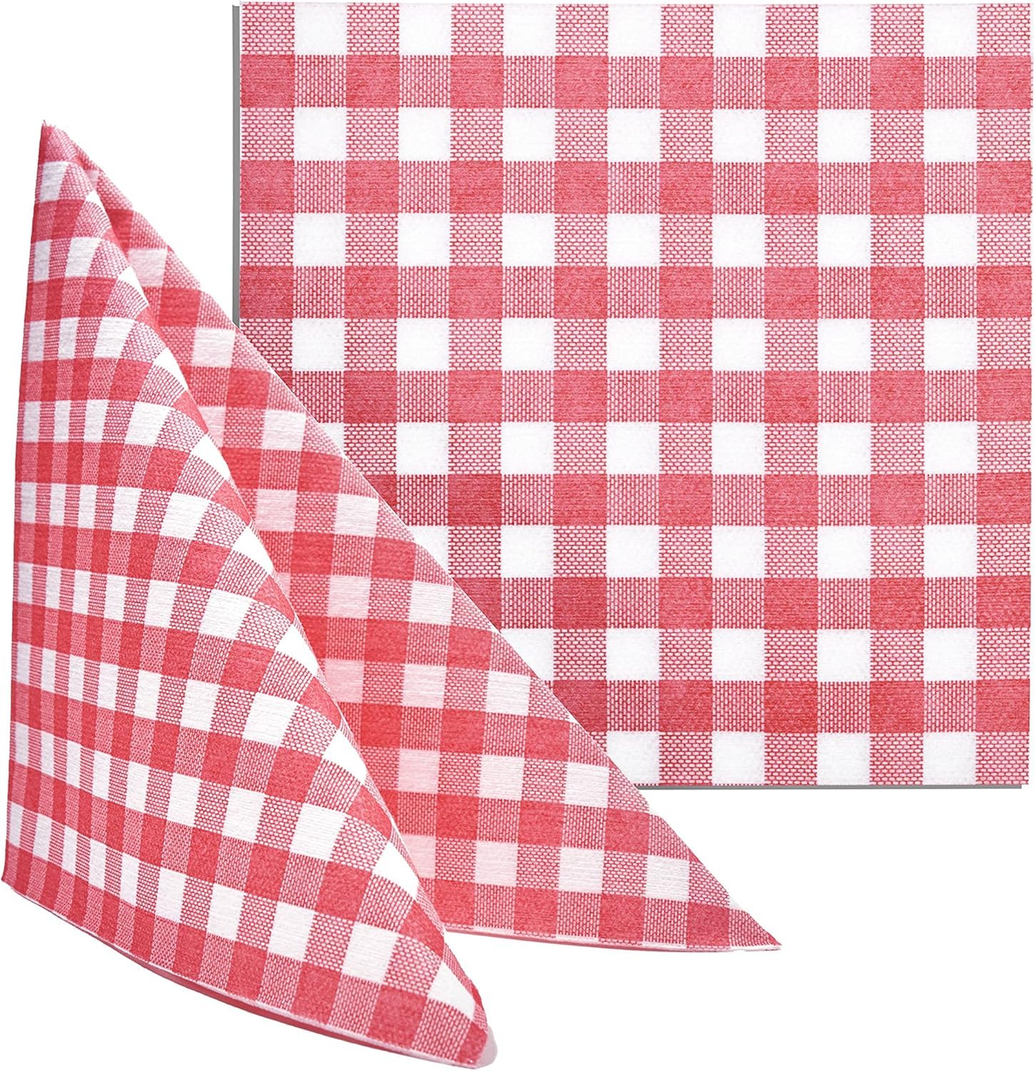 Serviette TNT jetable indéchirable 40x40 absorbante en non tissé rouge à carreaux