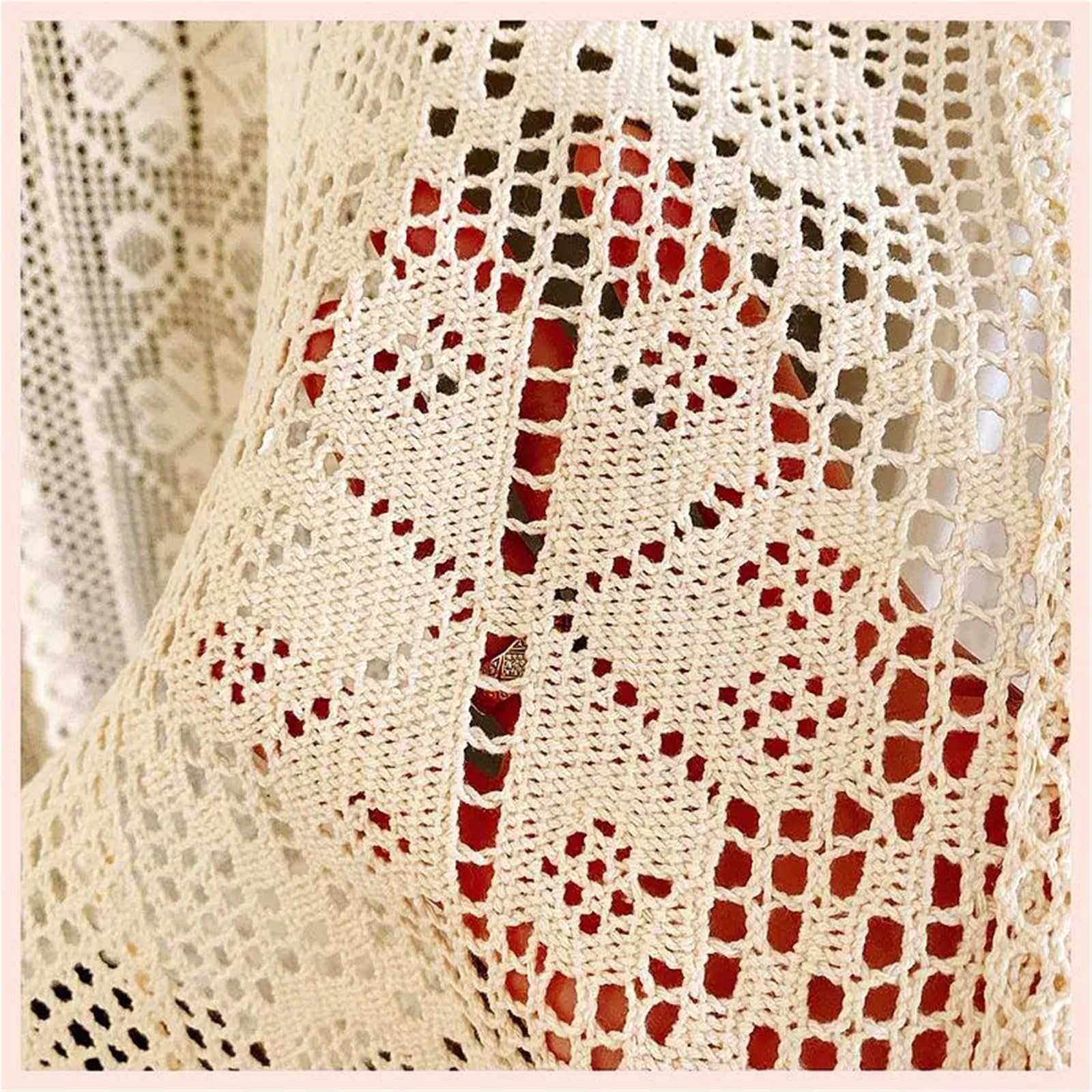 Rideau Macramé Rideaux de Porte 1 pièce avec Pompon