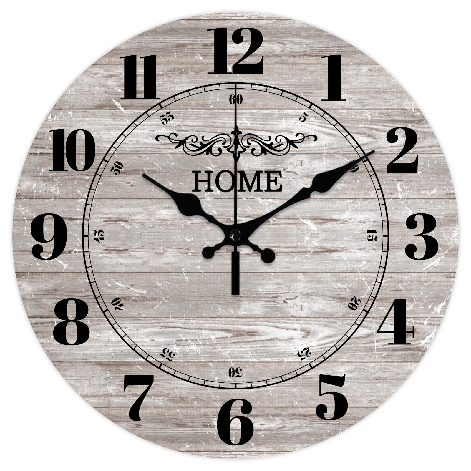 CONCHLERY 12inch Retro Gray Grain Style Wall Clock Retro Pattern Flat Printing Round Clocks Silent Non Ticking Clock Decorative for Home Living Room Bedroom Kitchen Office Decor