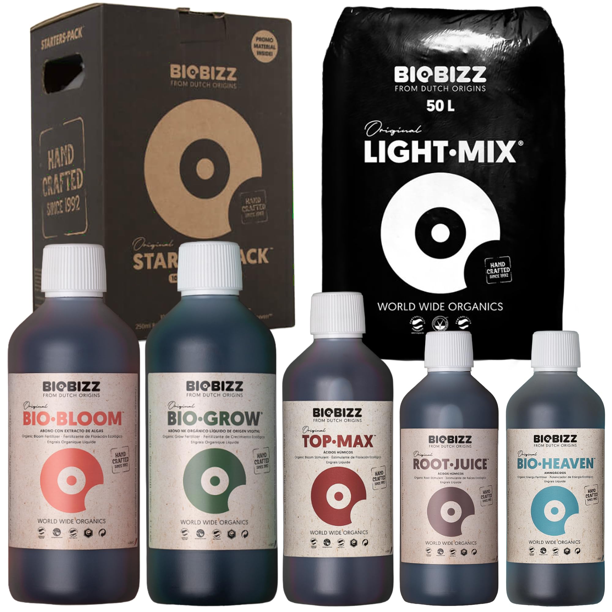 Biobizz Lightmix 50L mit Starters Pack – Komplettset mit 5 organischen Grow Düngern – Optimale Basis für Indoor Grow