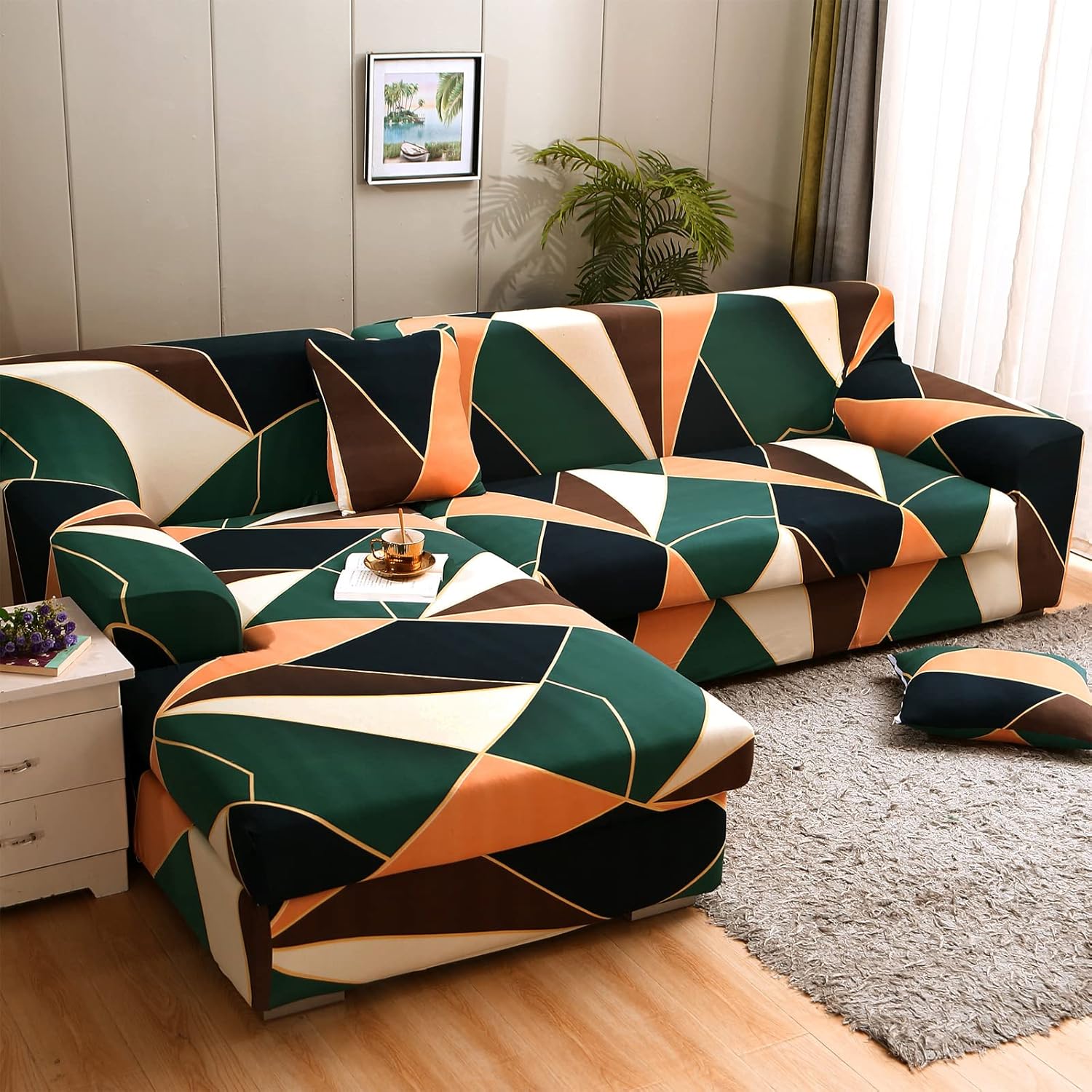 SHANNA Copridivano con Penisola, Copridivano Chaise longue, Copridivano