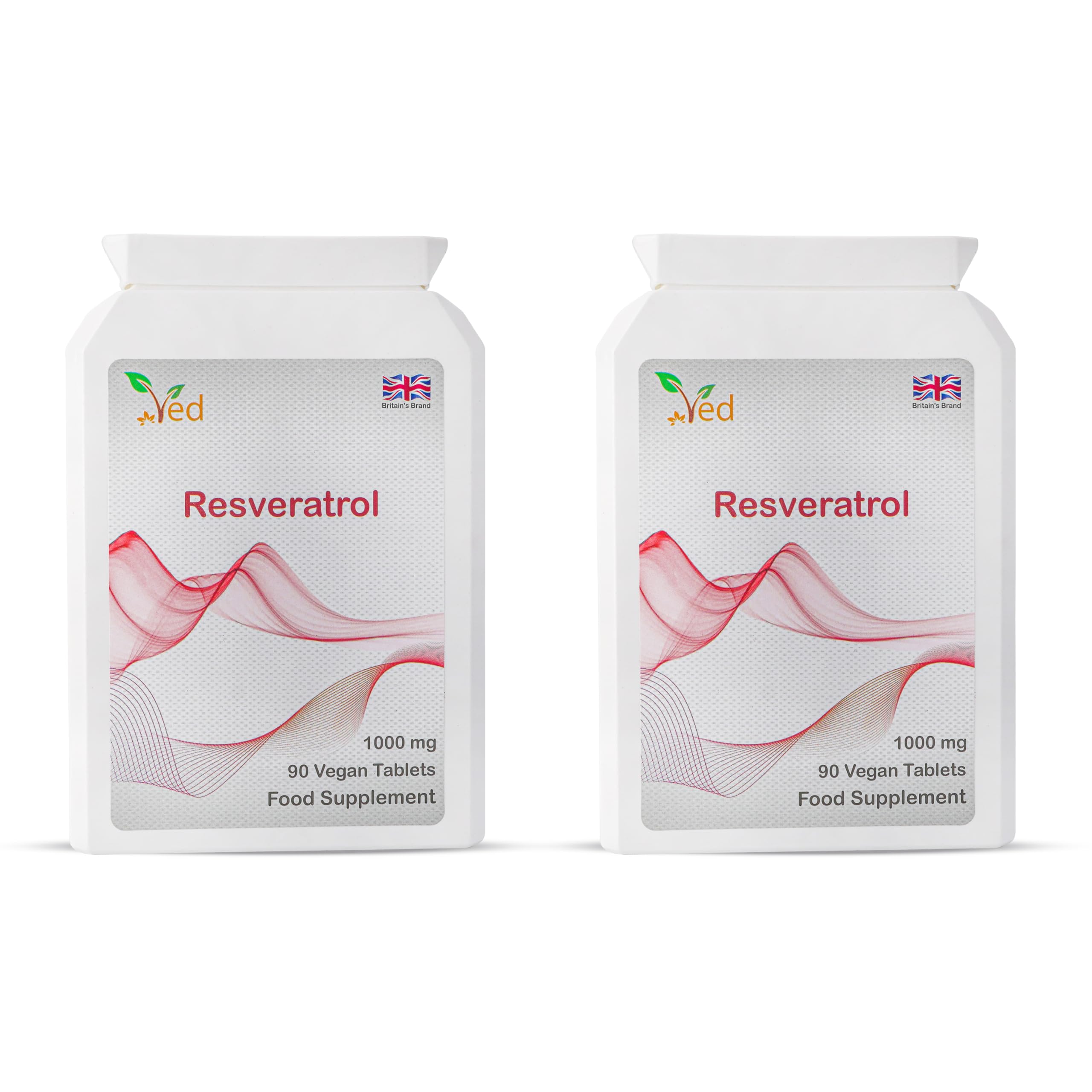 Ved Anti-âge, santé cardiaque, soutien immunitaire | Supplément antioxydant | Comprimés de resvératrol | 1000 mg x 90 comprimés ((paquet de 2)