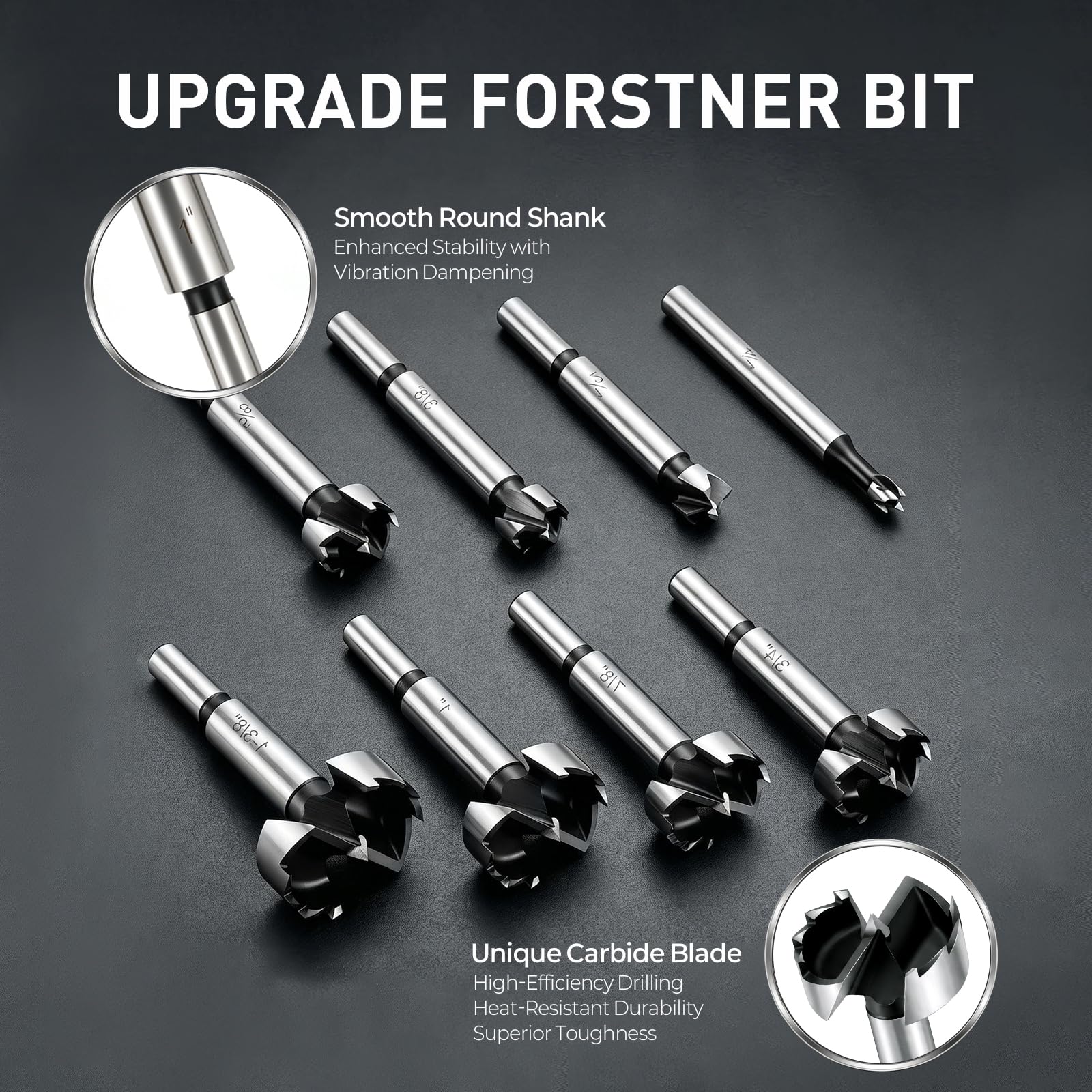 Forstner Bit Set - 8 Pcs for Wood Drilling -4 Forstner Bit Set - 8 Pcs for Wood Drilling -4