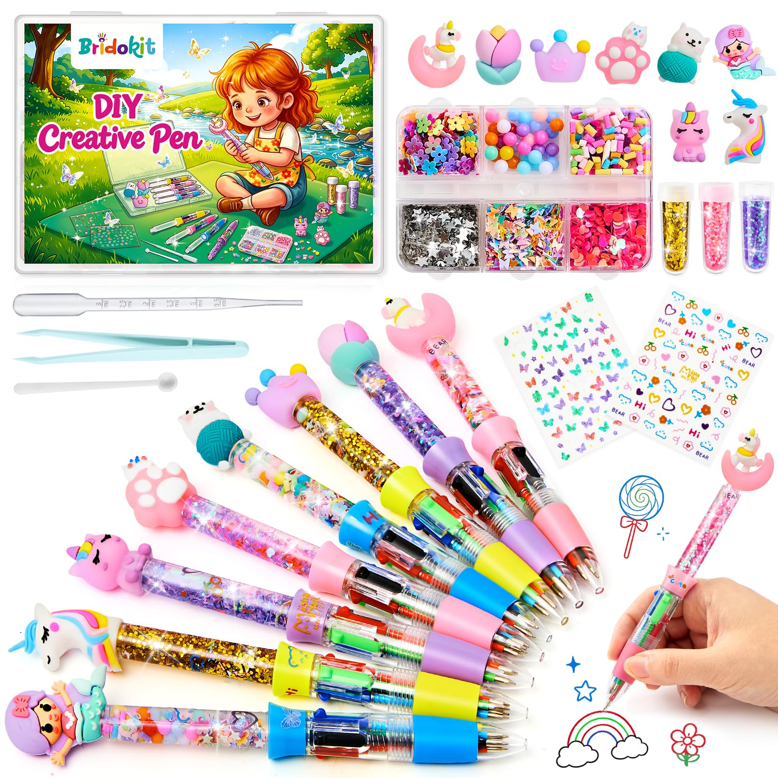 Bridokit DIY Pen Making Kit for Kids, 8 Pcs Personalised Pens, Craft kits