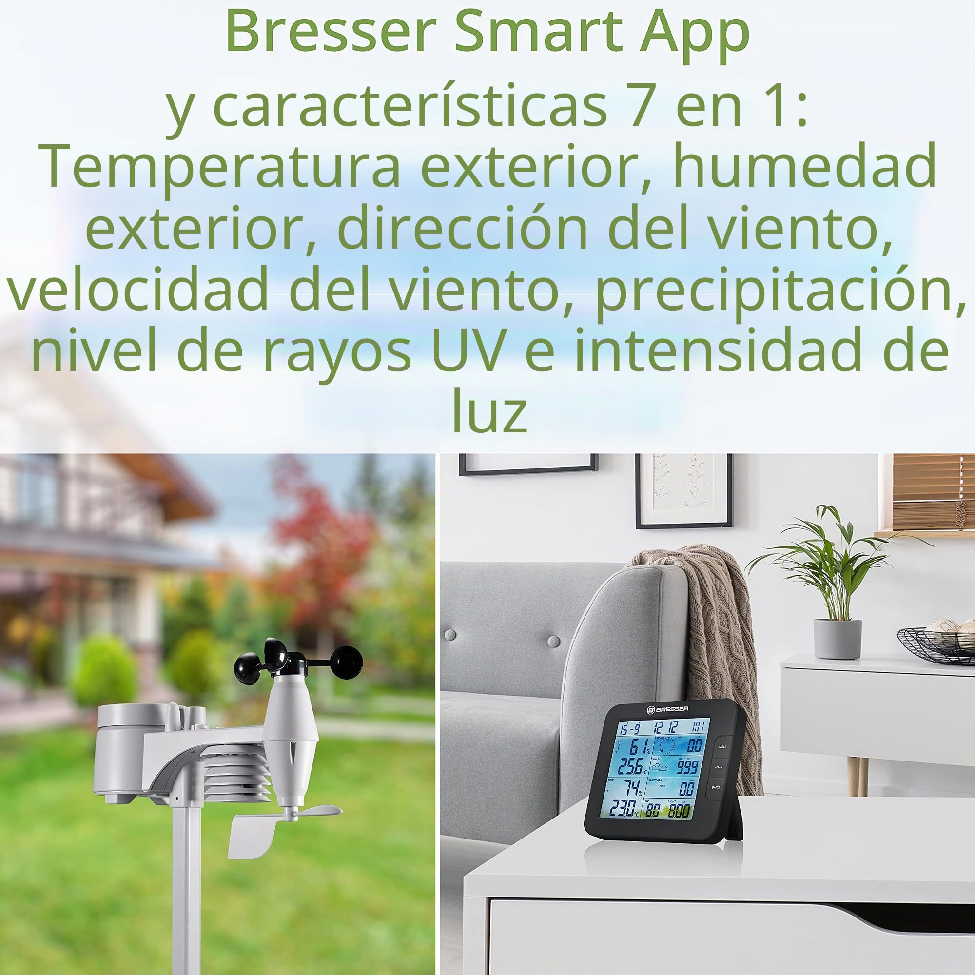 Bresser Centro meteorológico 7 en 1 ClimateConnect Tuya Smart Home Negro