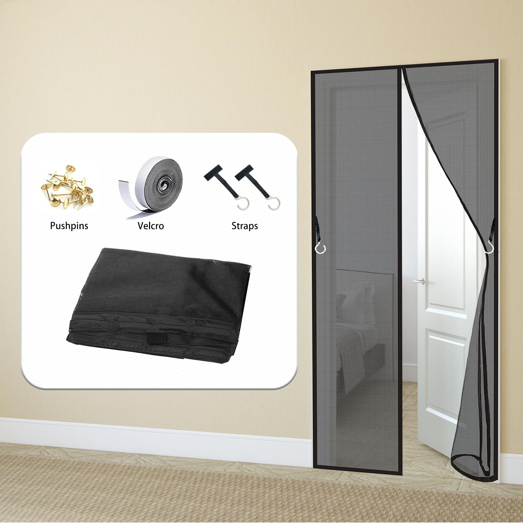 Moustiquaire Porte Fenêtre Aimantée 134 x 232 cm Rideau Moustiquaire Magnétique Fermeture Automatique Sans Perçage pour Couloirs, Portes, Patio, Blanc