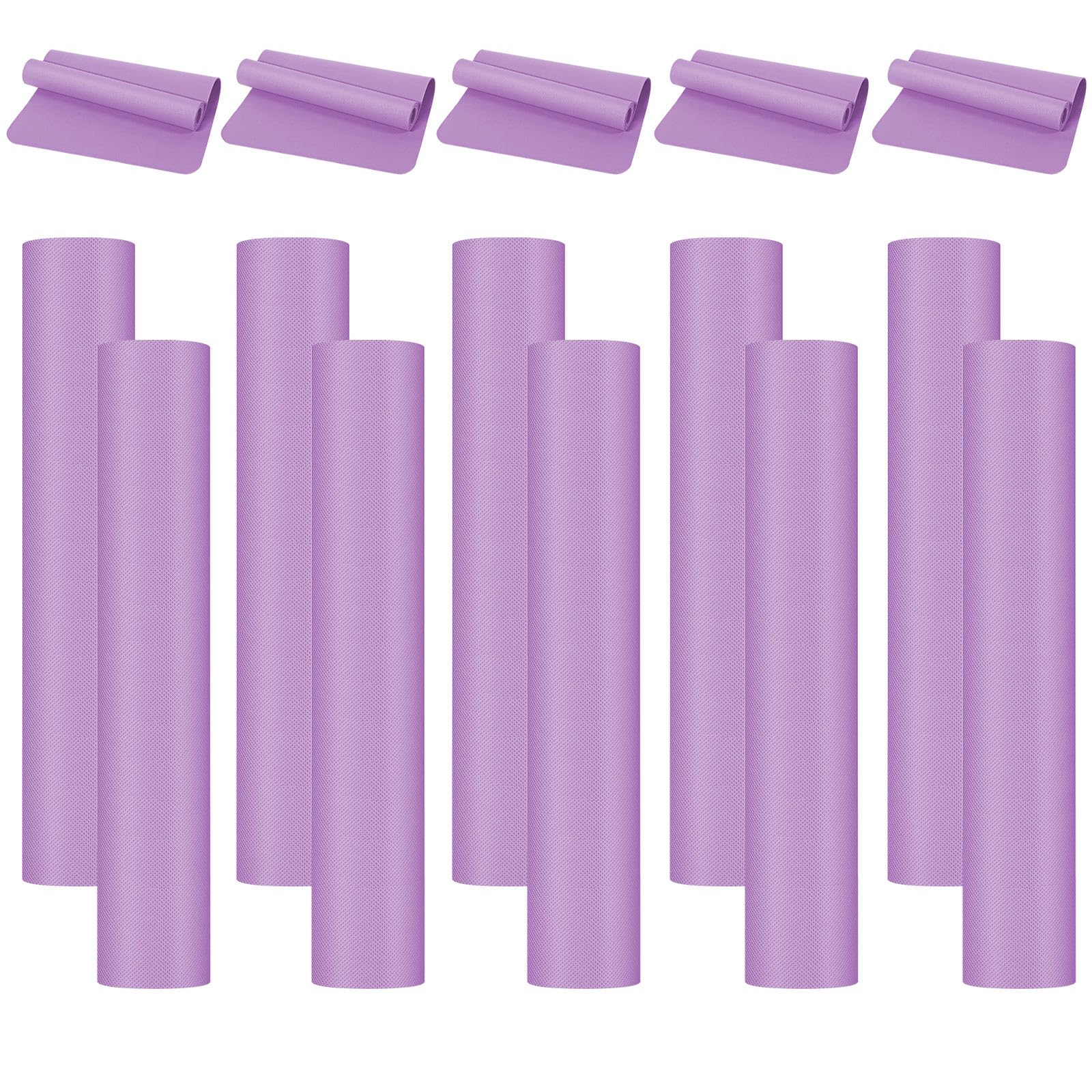 LEIFIDE 10 Pack Yoga Mats Bulk, 68'' x 24'' x 4mm Thick Yoga Mats for Kids and Adult Gym Bundle Latex Free Exercise with Non Slip Texture for Outdoor Pilates or Workout(Purple)