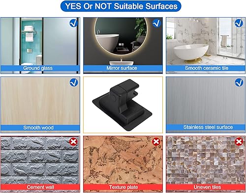 Miniatura 6 de Ducha de mano de alta presión, 5 ajustes, manguera de acero inoxidable extra larga a prueba de fugas de 78 pulgadas, soporte adhesivo para cabezal