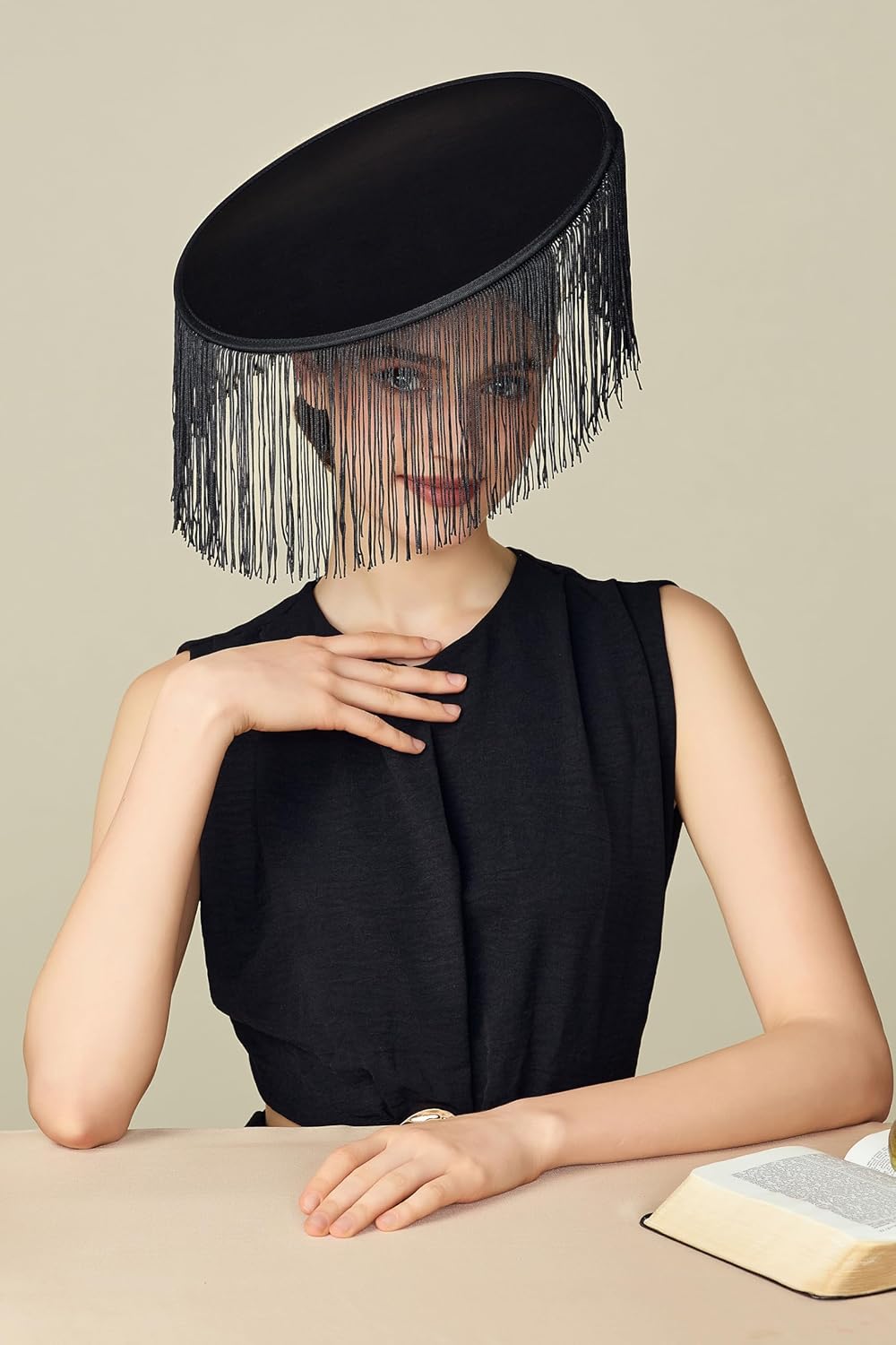 Coucoland Fascinators Hats for Women - Tea Party Cocktail Fascinator Flat Kentucky Vintage Funeral Derby Hat with Tassels - Image 5