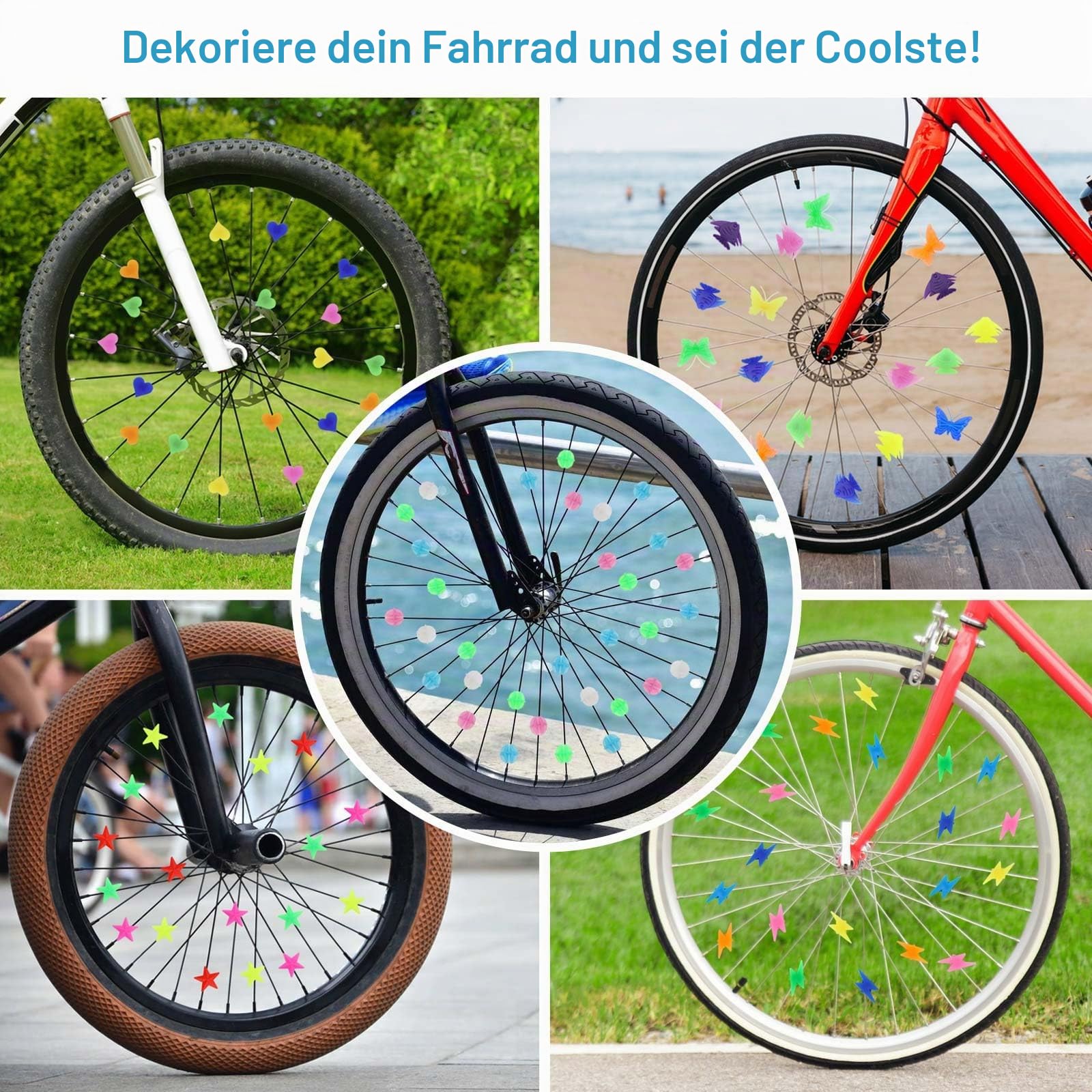 204 Stück Bunte Fahrradspeichen Perlen,Kinderfahrrad Speichenperlen,Speichenklicker Fahrrad Speichenclips,Fahrrad Perlen,Fahrradspeichen